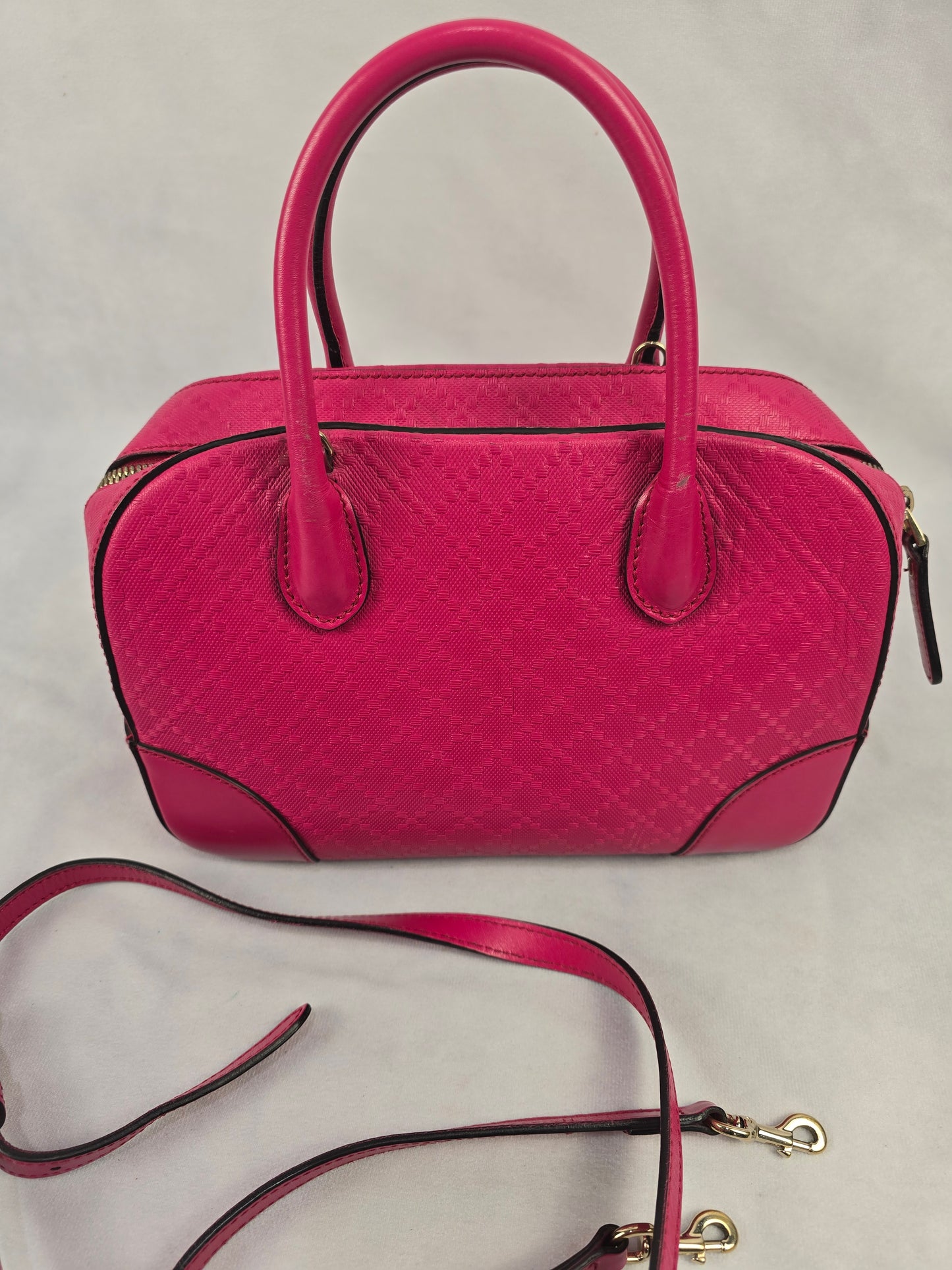 Gucci Diamante Textured Pink Leather Two Way Bag