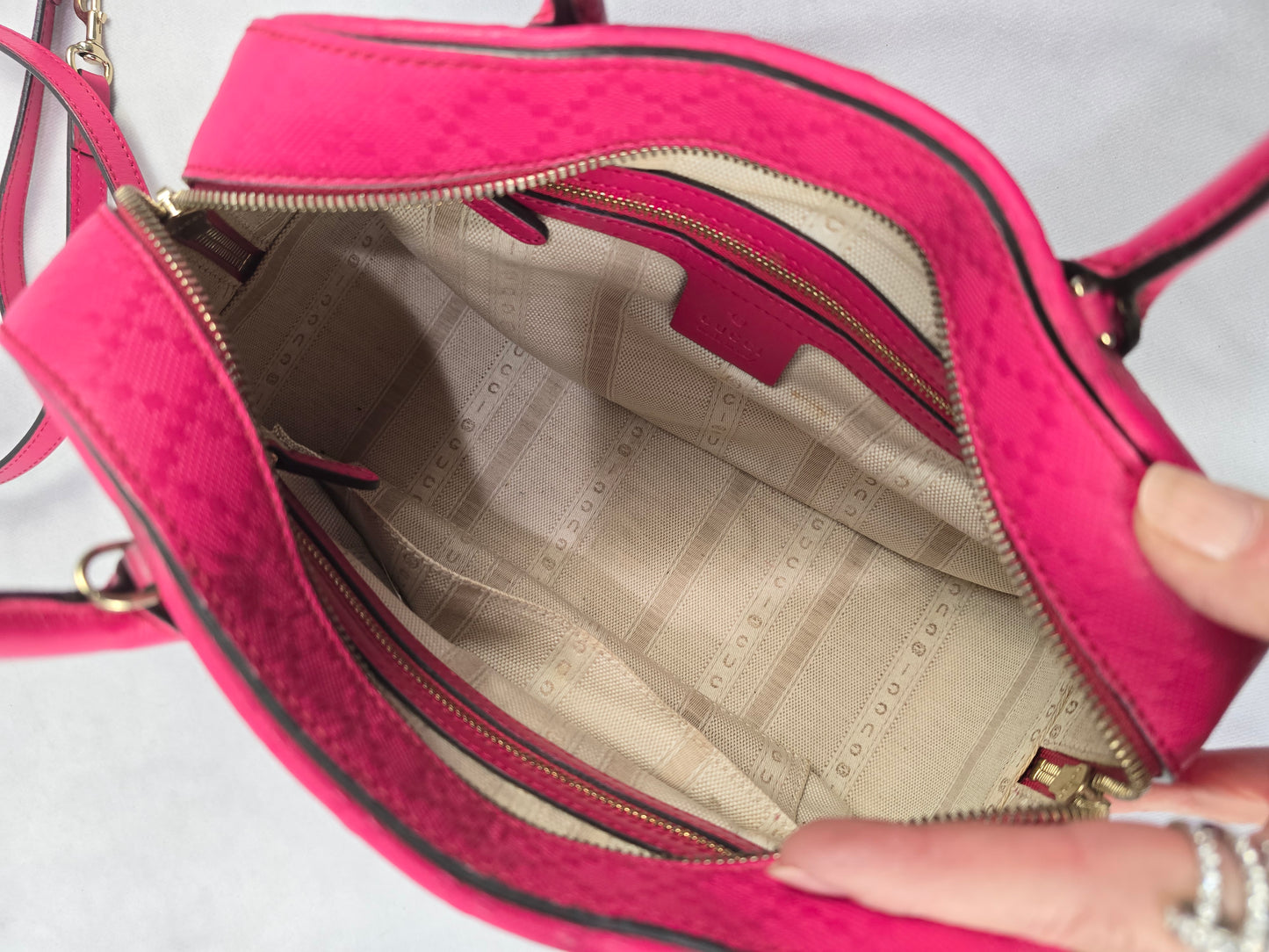 Gucci Diamante Textured Pink Leather Two Way Bag