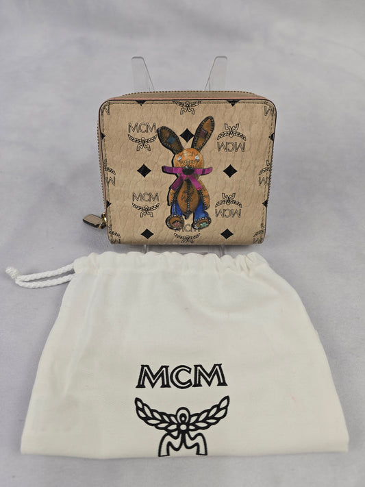 MCM Visetos Bunny Bifold Zip Wallet