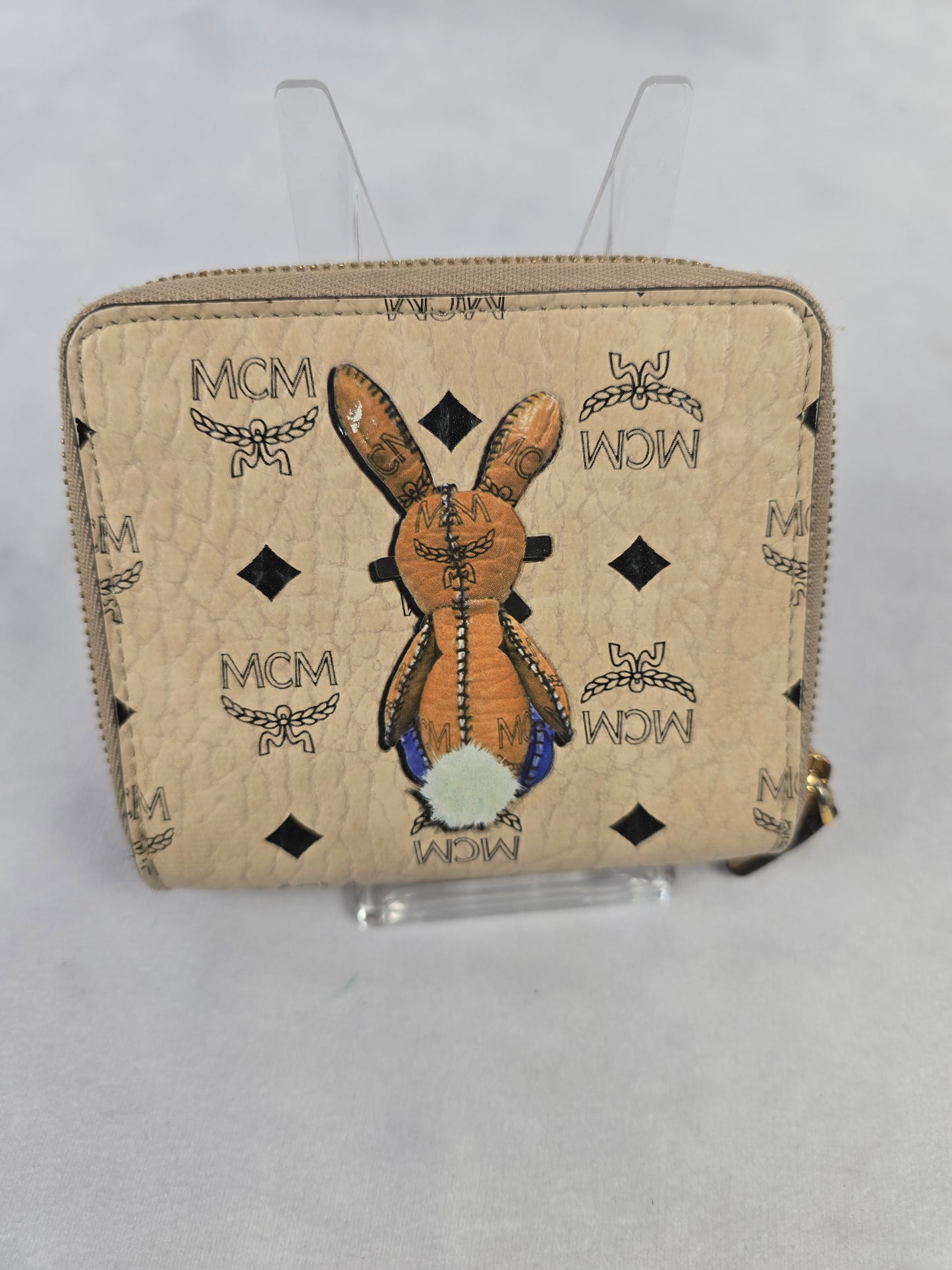 MCM Visetos Bunny Bifold Zip Wallet