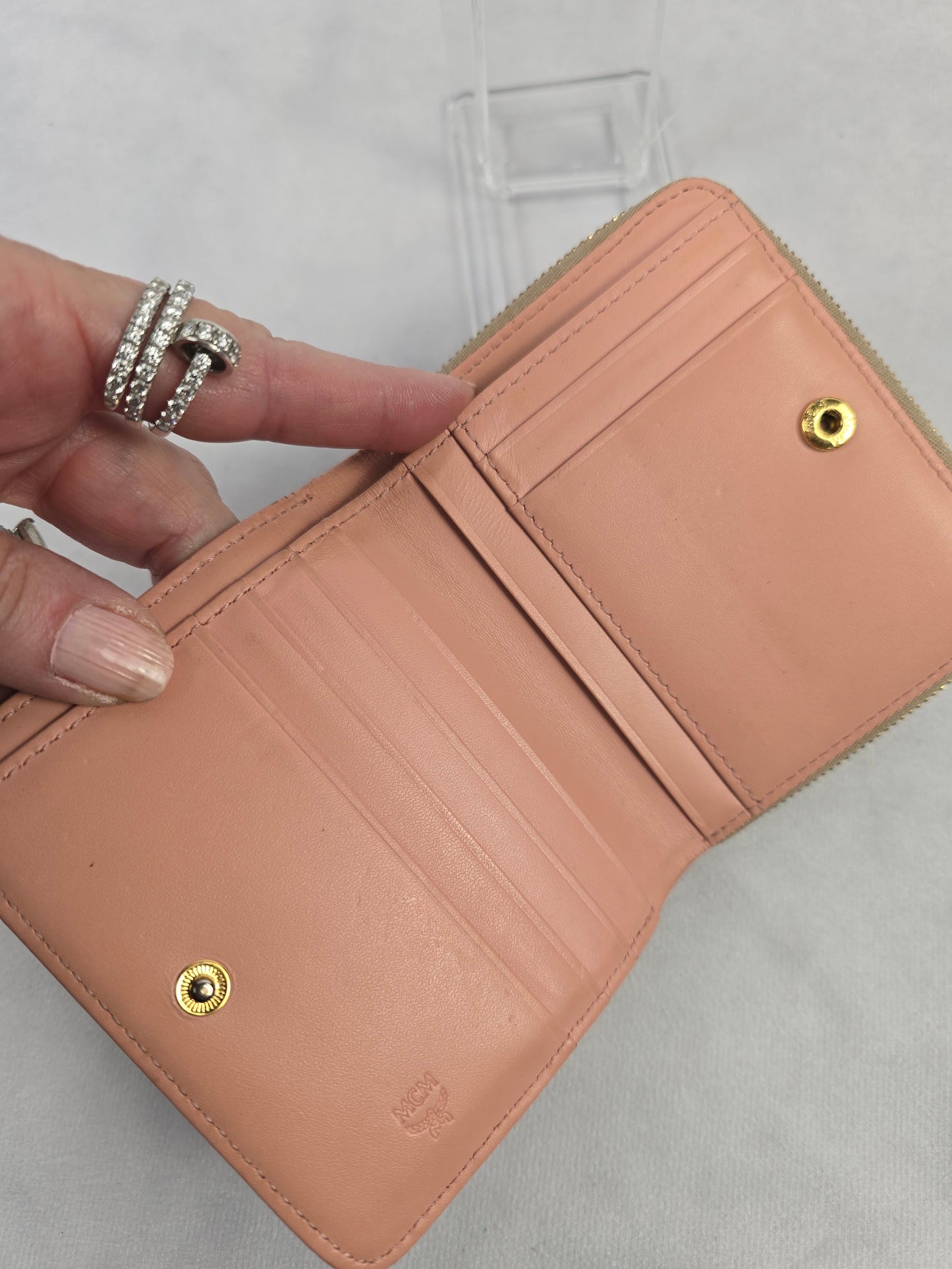 MCM Visetos Bunny Bifold Zip Wallet