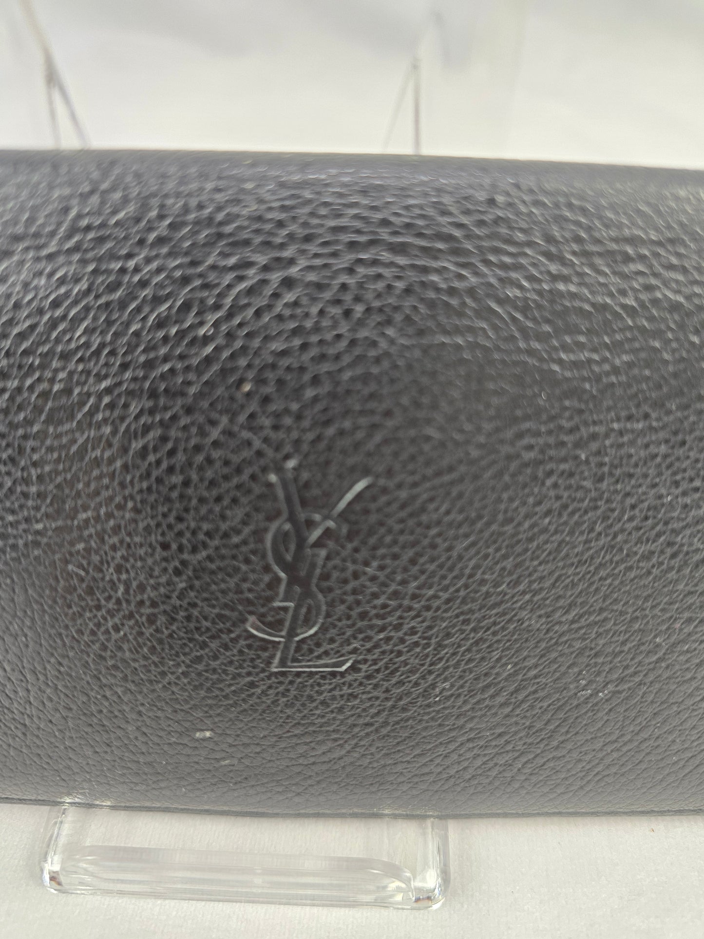 Yves Saint Laurent Vintage Black Pebbled Leather Bifold Long Wallet