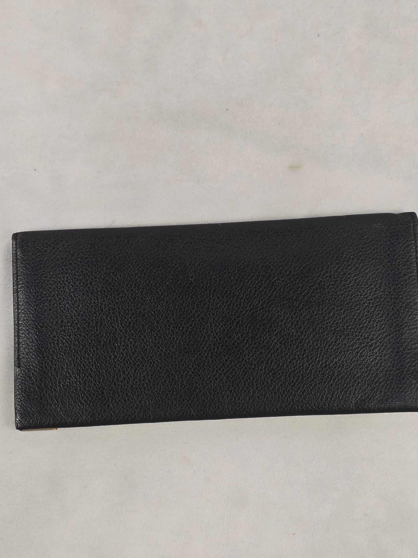 Yves Saint Laurent Vintage Black Pebbled Leather Bifold Long Wallet