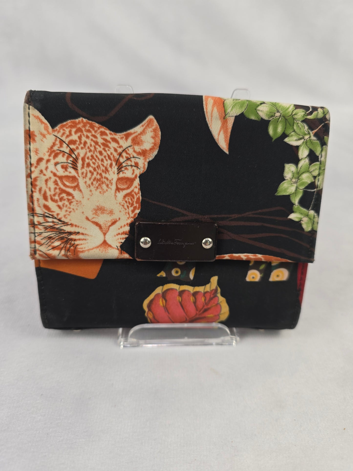 Ferragamo Fabric and Leather Jungle French Wallet