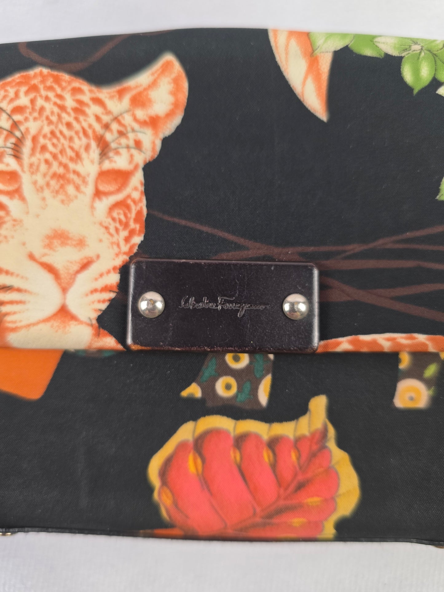 Ferragamo Fabric and Leather Jungle French Wallet