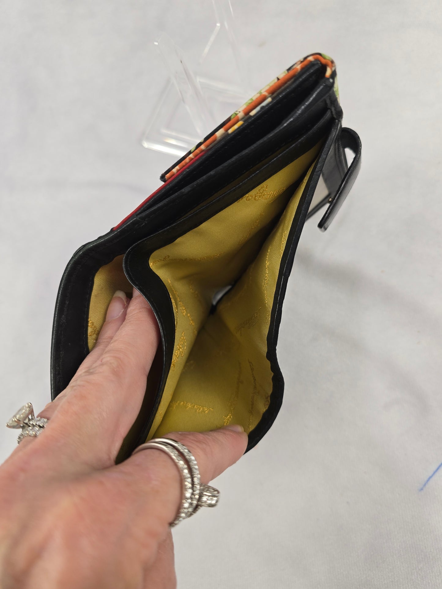 Ferragamo Fabric and Leather Jungle French Wallet
