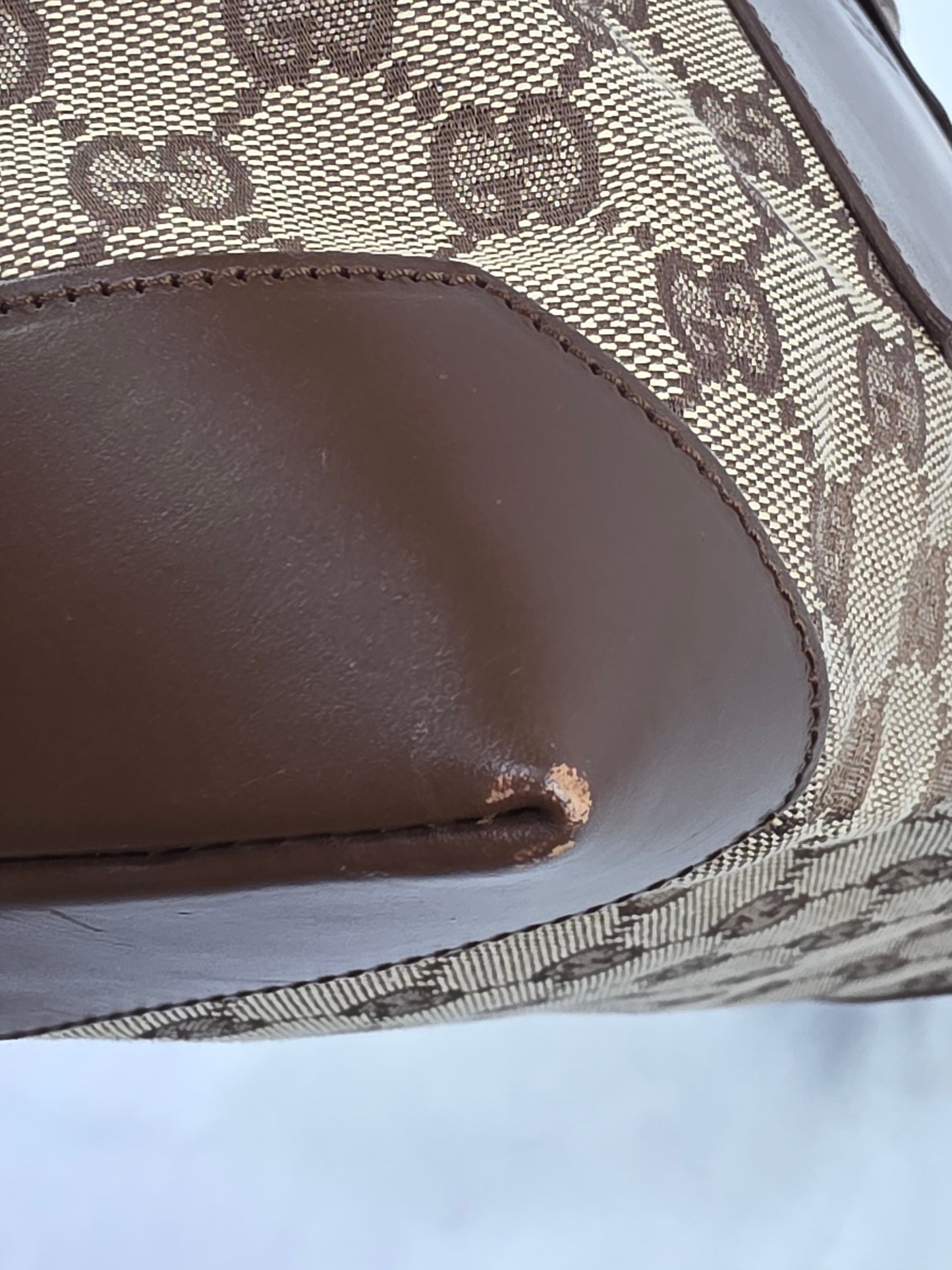 Gucci GG Canvas Front Zip Pocket Zippered Tote Bag
