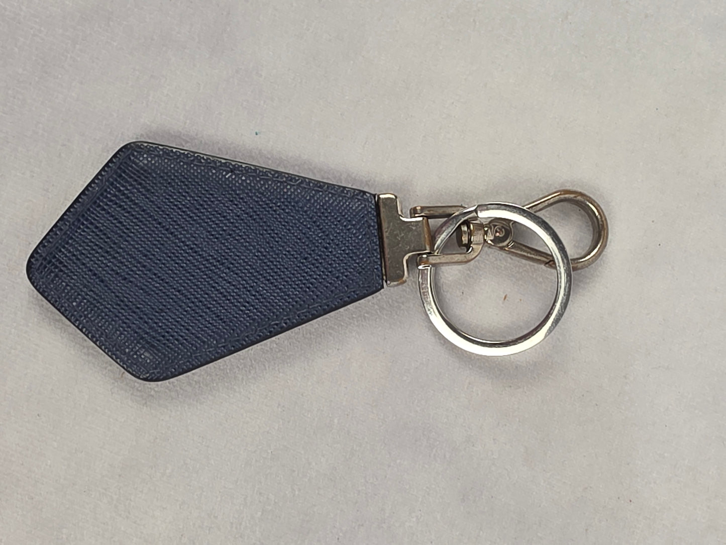 Prada Blue Saffiano Leather Triangle Logo Keychain & Bag Charm