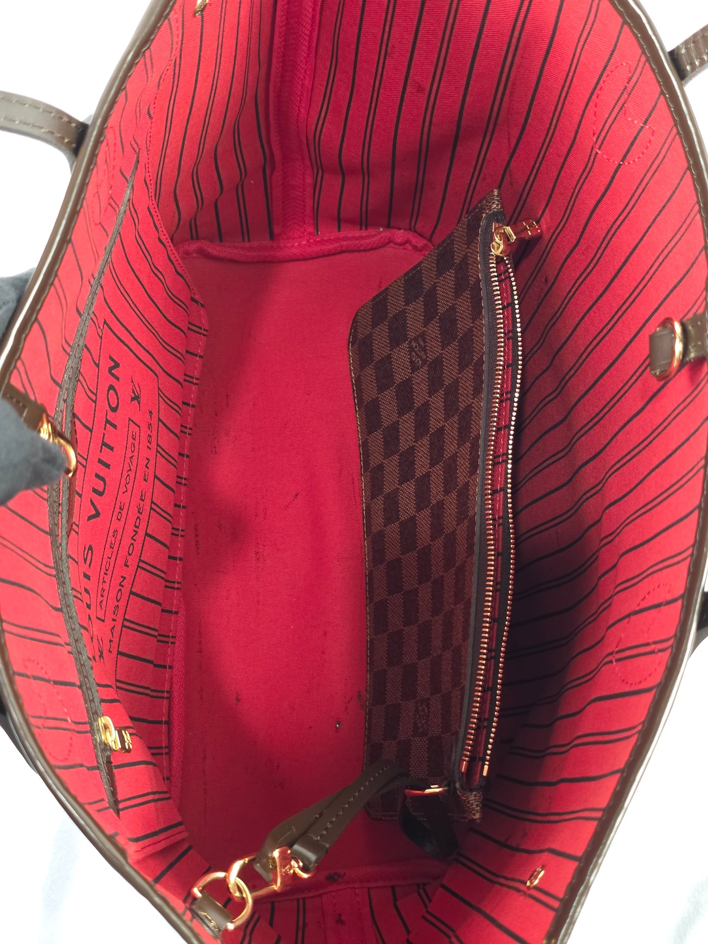 Louis Vuitton Neverfull MM Damier Ébène Tote Bag with Pochette