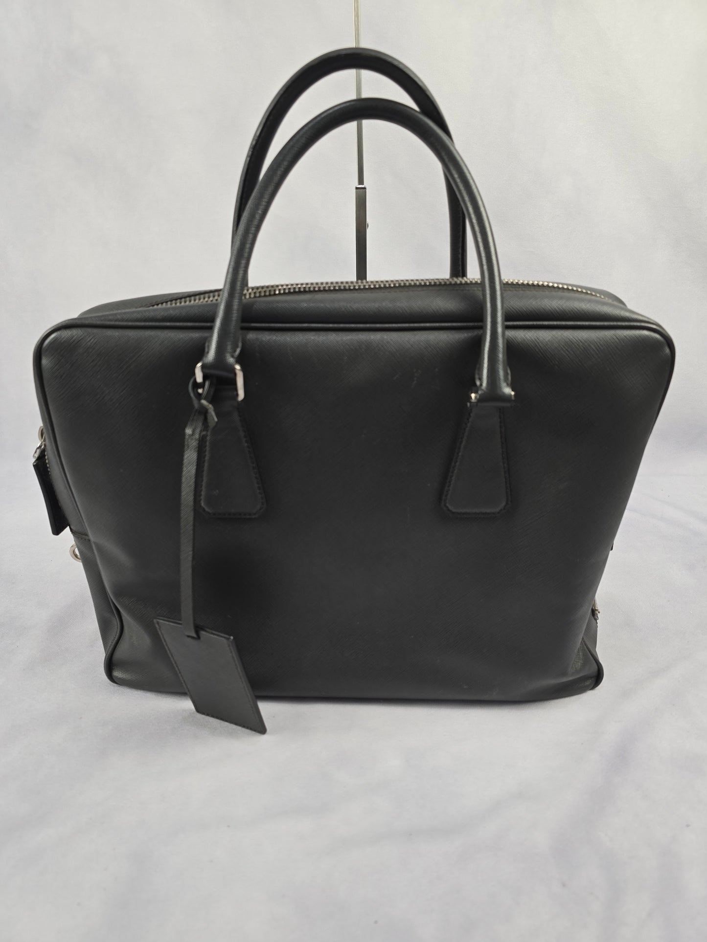 Prada Saffiano Leather Briefcase Gray