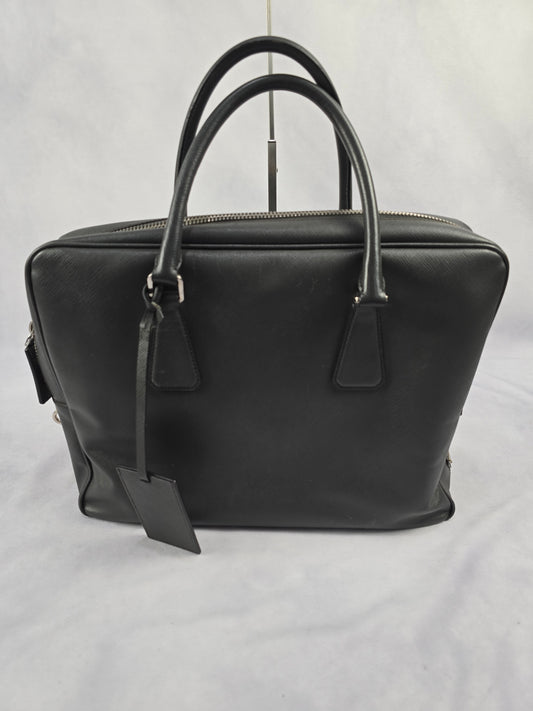 Prada Saffiano Leather Briefcase Gray