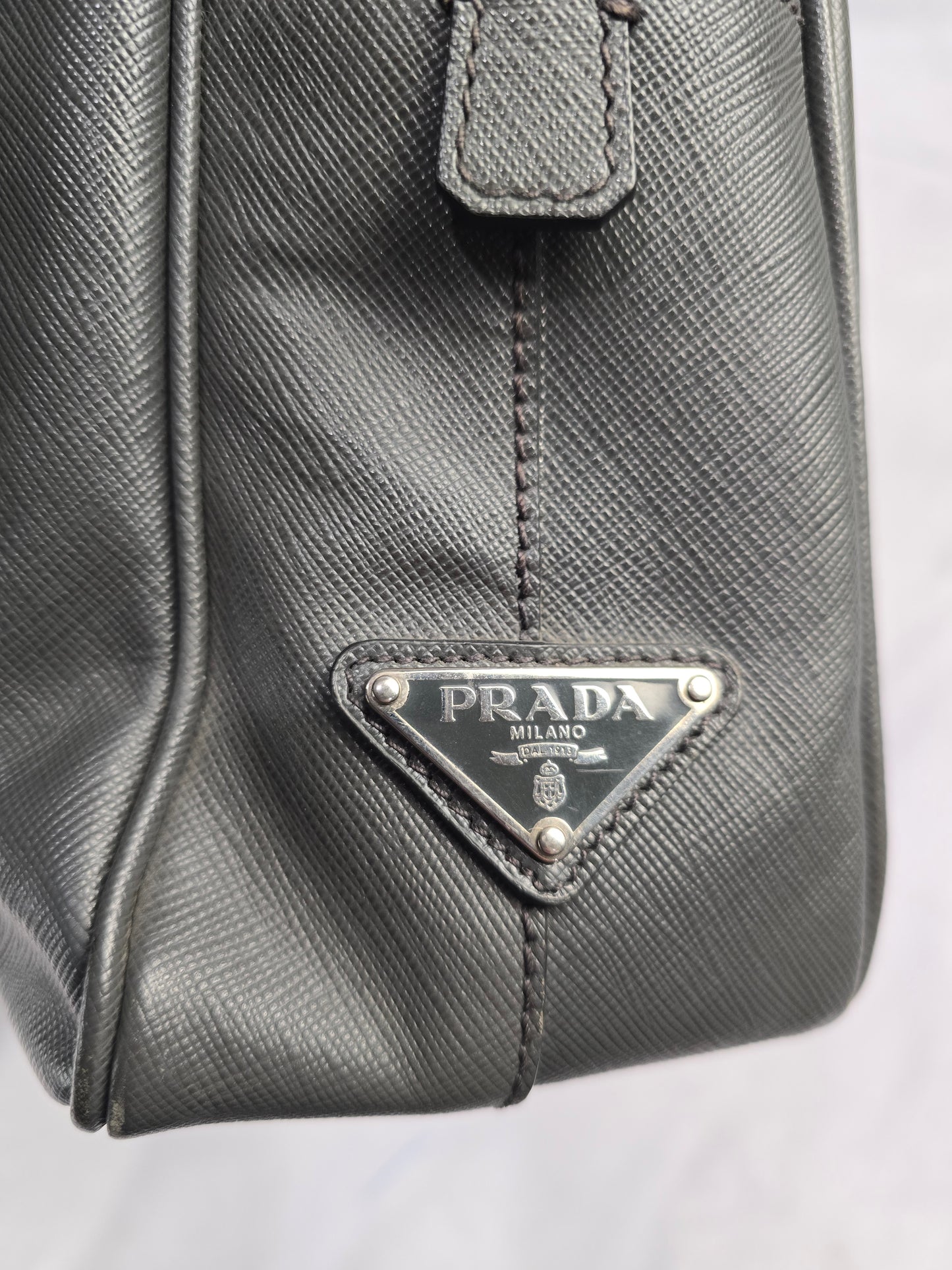 Prada Saffiano Leather Briefcase Gray