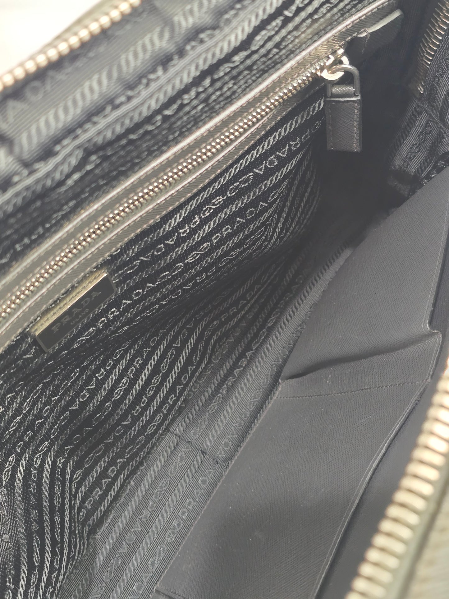 Prada Saffiano Leather Briefcase Gray