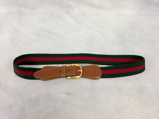 Vintage Gucci Signature Web Stripe Canvas & Leather Belt, 80cm/32"