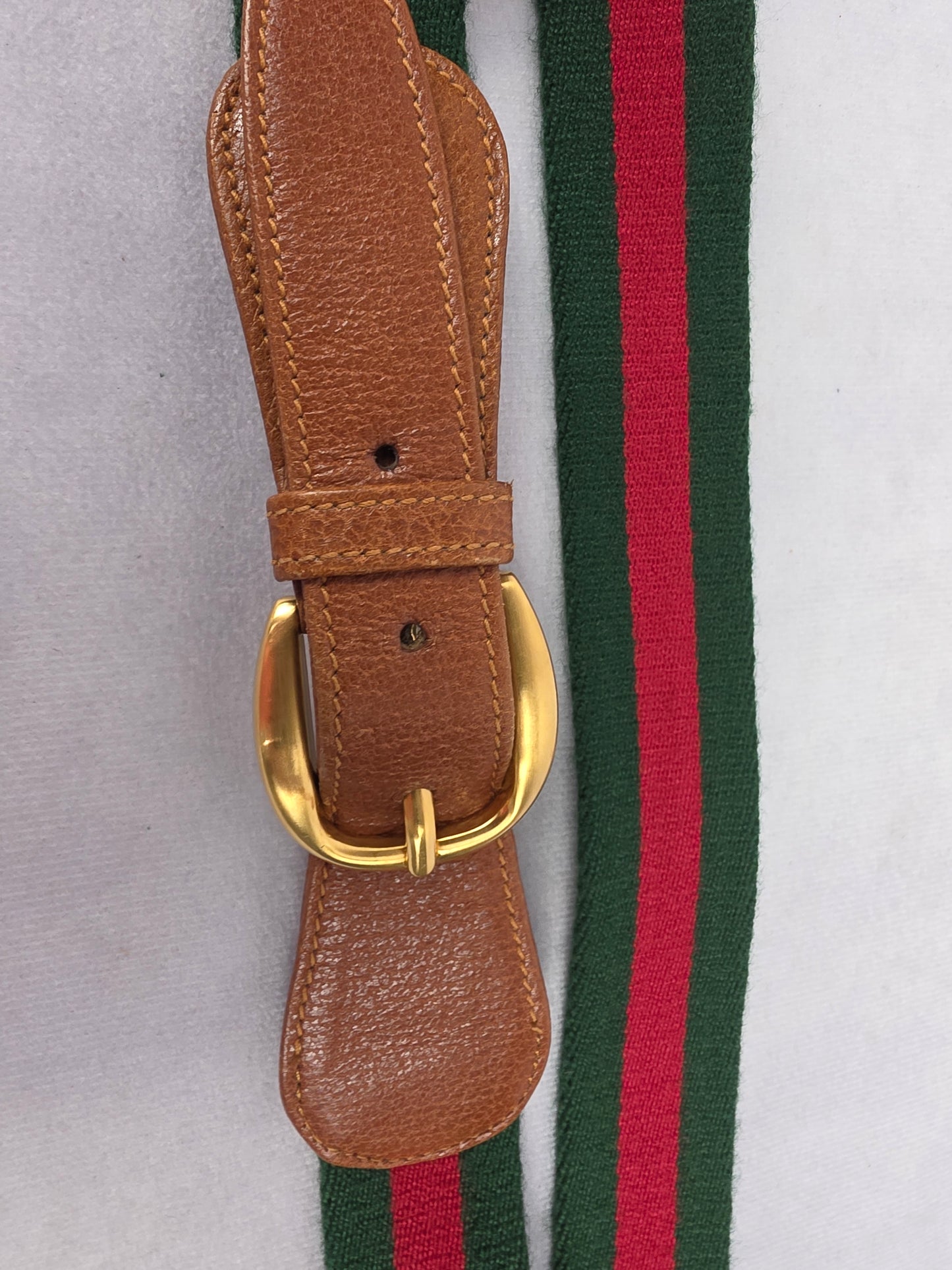 Vintage Gucci Signature Web Stripe Canvas & Leather Belt, 80cm/32"