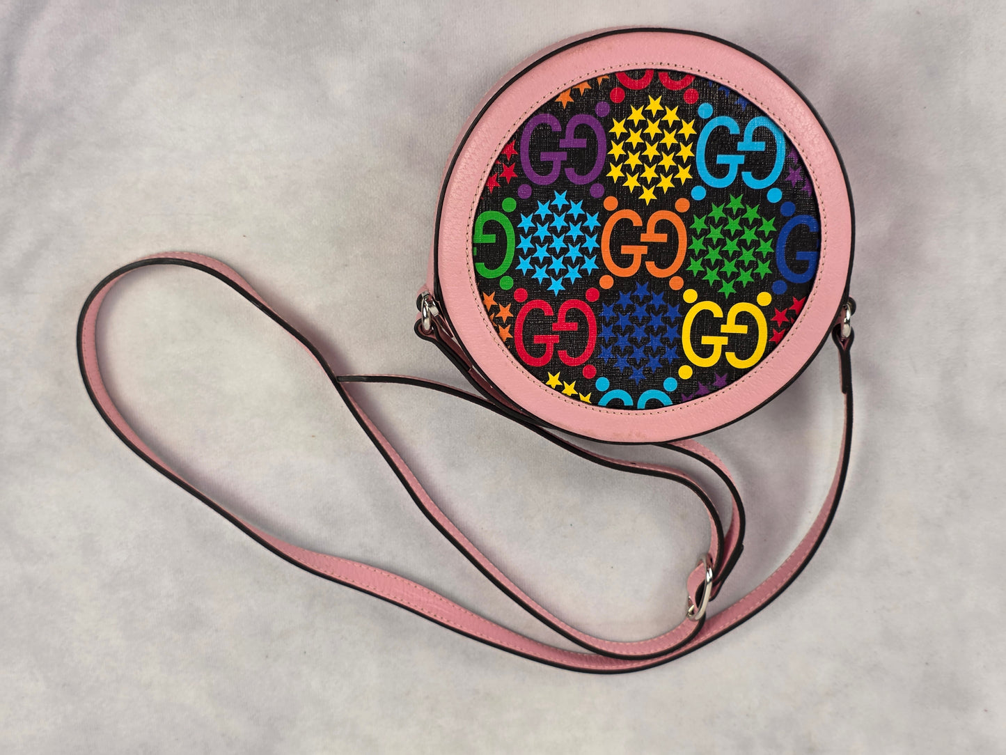 Gucci GG Psychedelic Supreme Round Pink Shoulder Bag