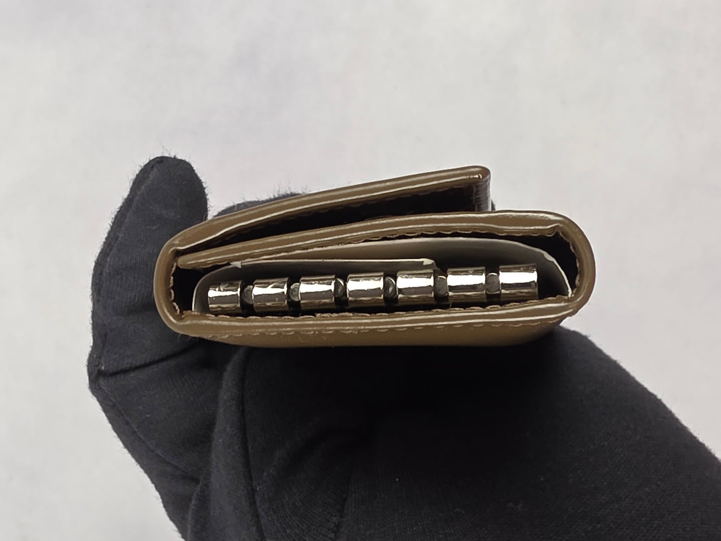 Prada Trifold Leather Key Wallet in Olive Brown - Like New