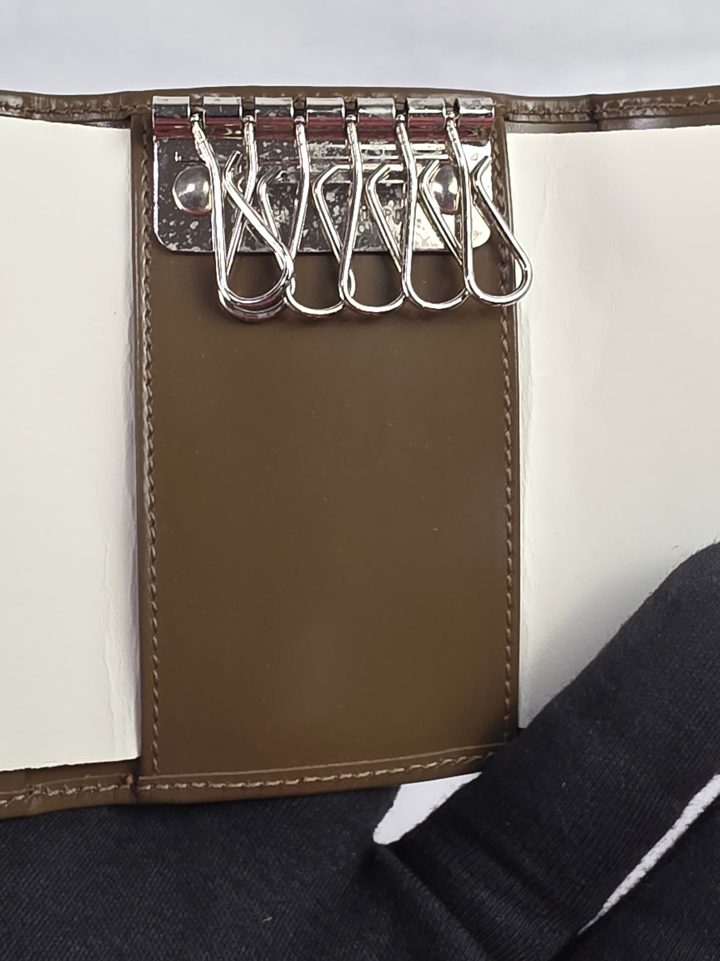 Prada Trifold Leather Key Wallet in Olive Brown - Like New