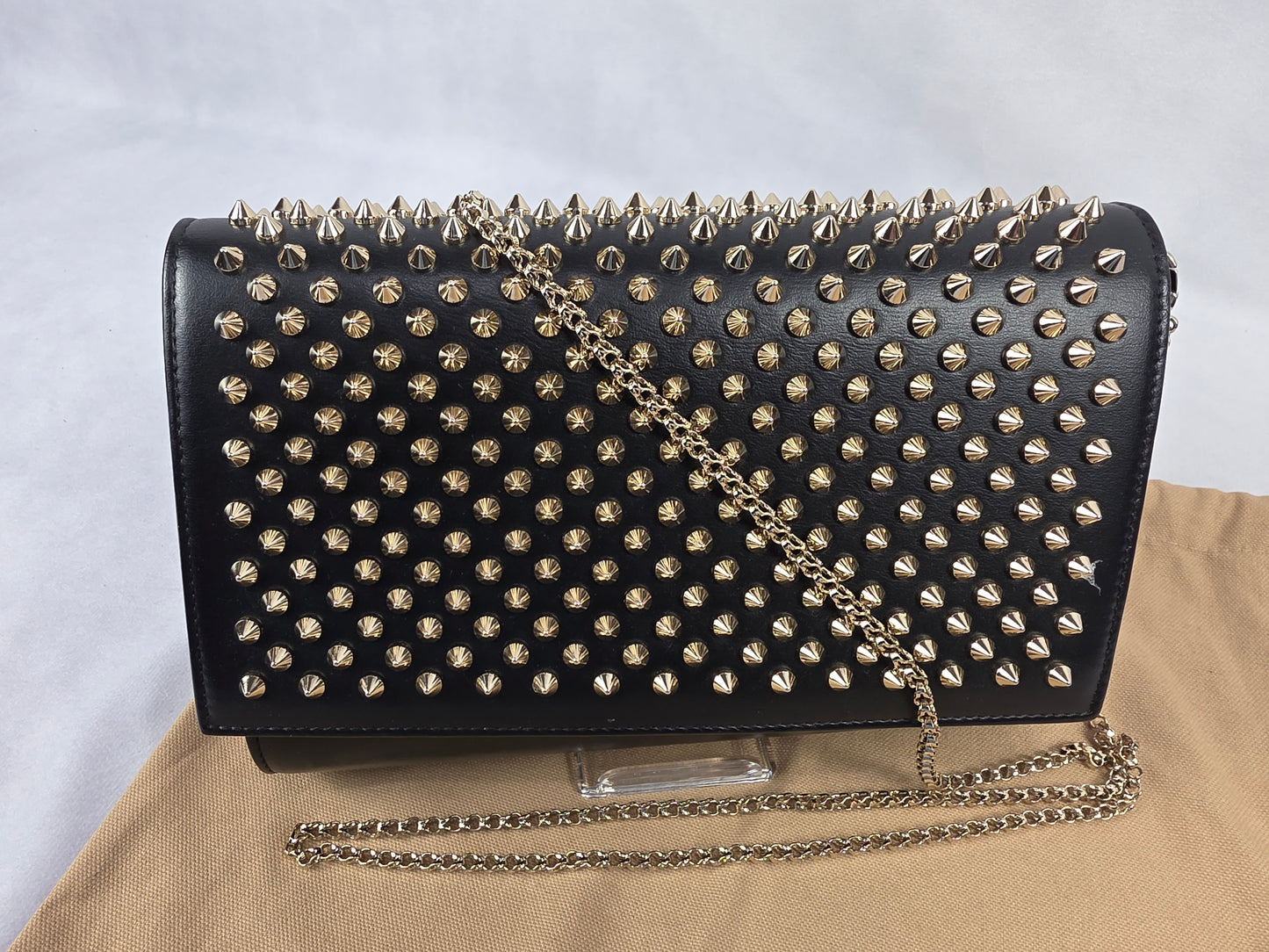 Christian Louboutin Paloma Spiked Leather Clutch Bag