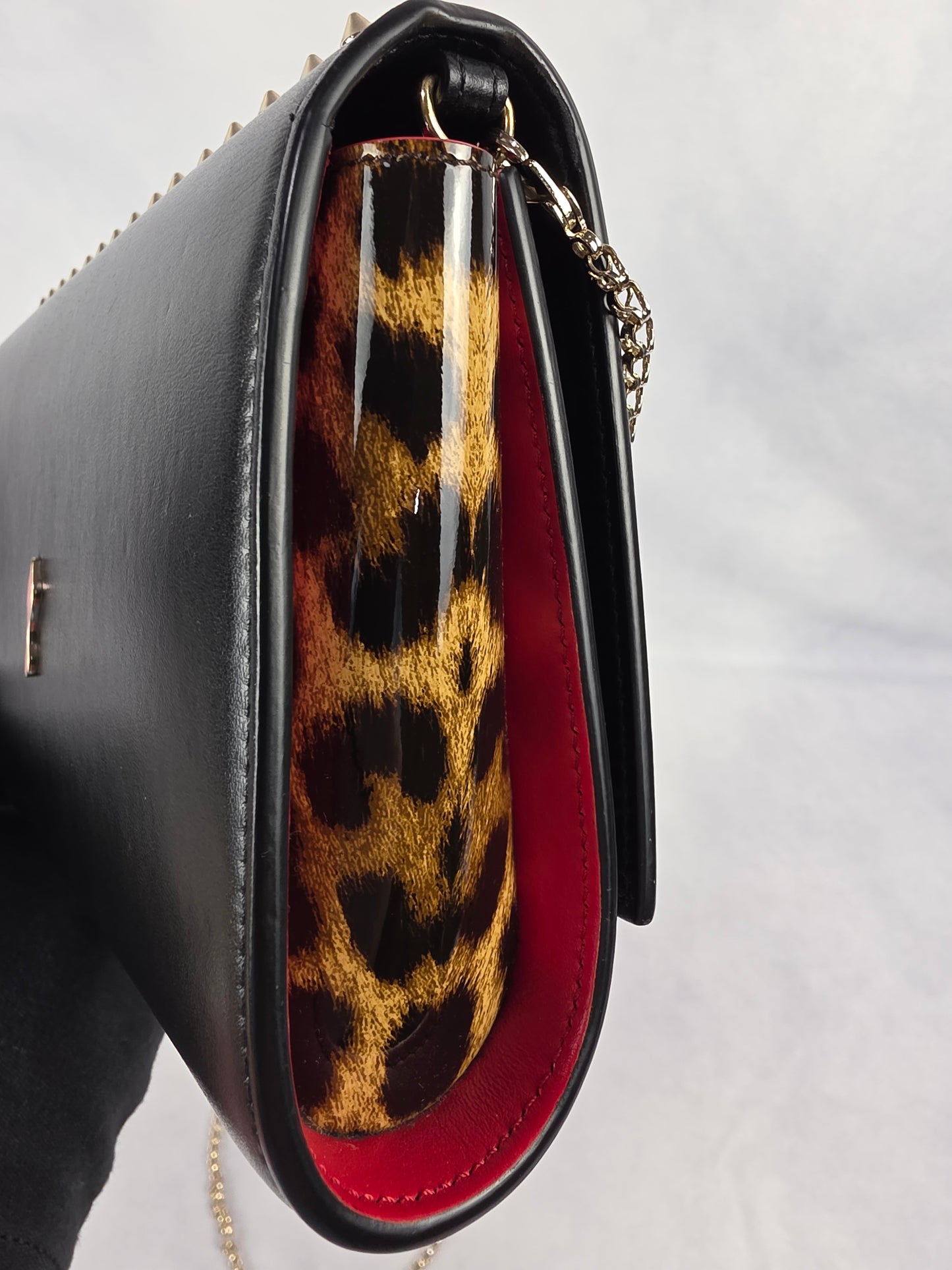Christian Louboutin Paloma Spiked Leather Clutch Bag