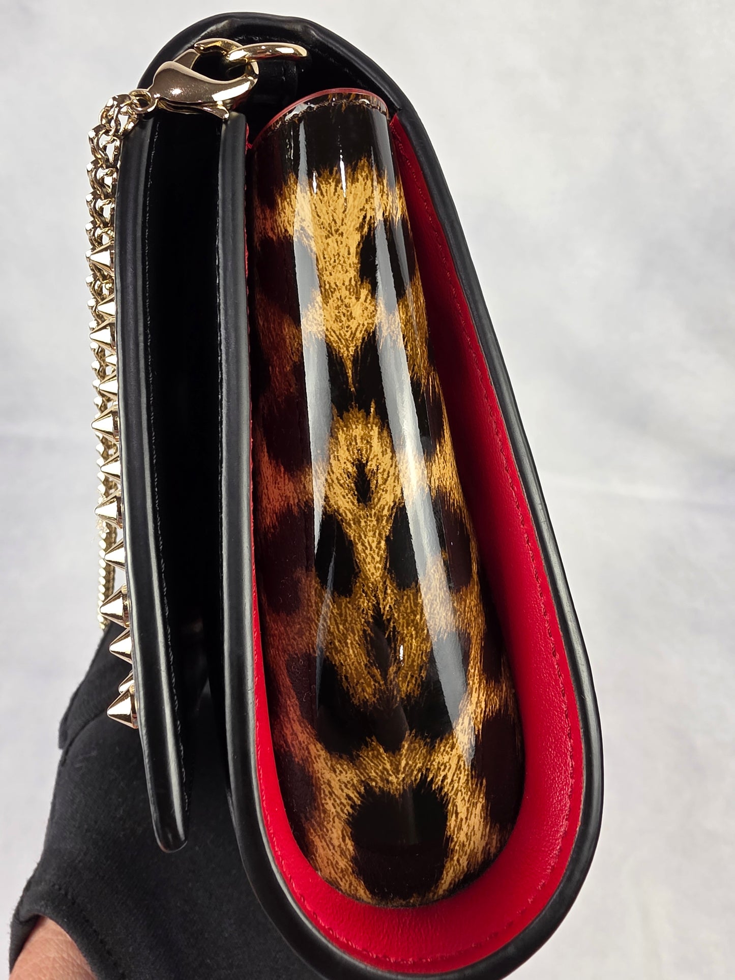 Christian Louboutin Paloma Spiked Leather Clutch Bag
