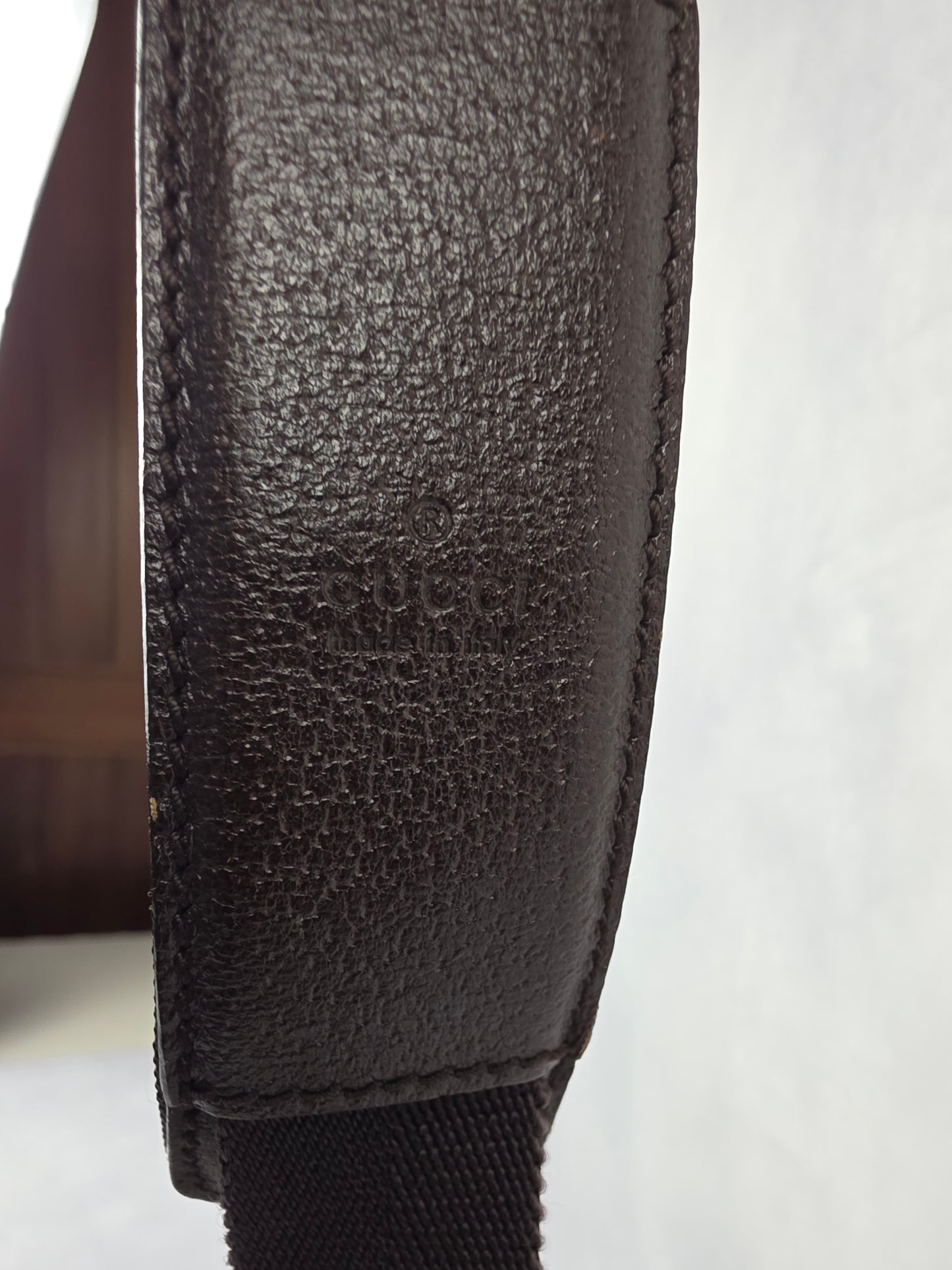 Gucci Beige and Dark Brown GG Canvas Flat Messenger Bag