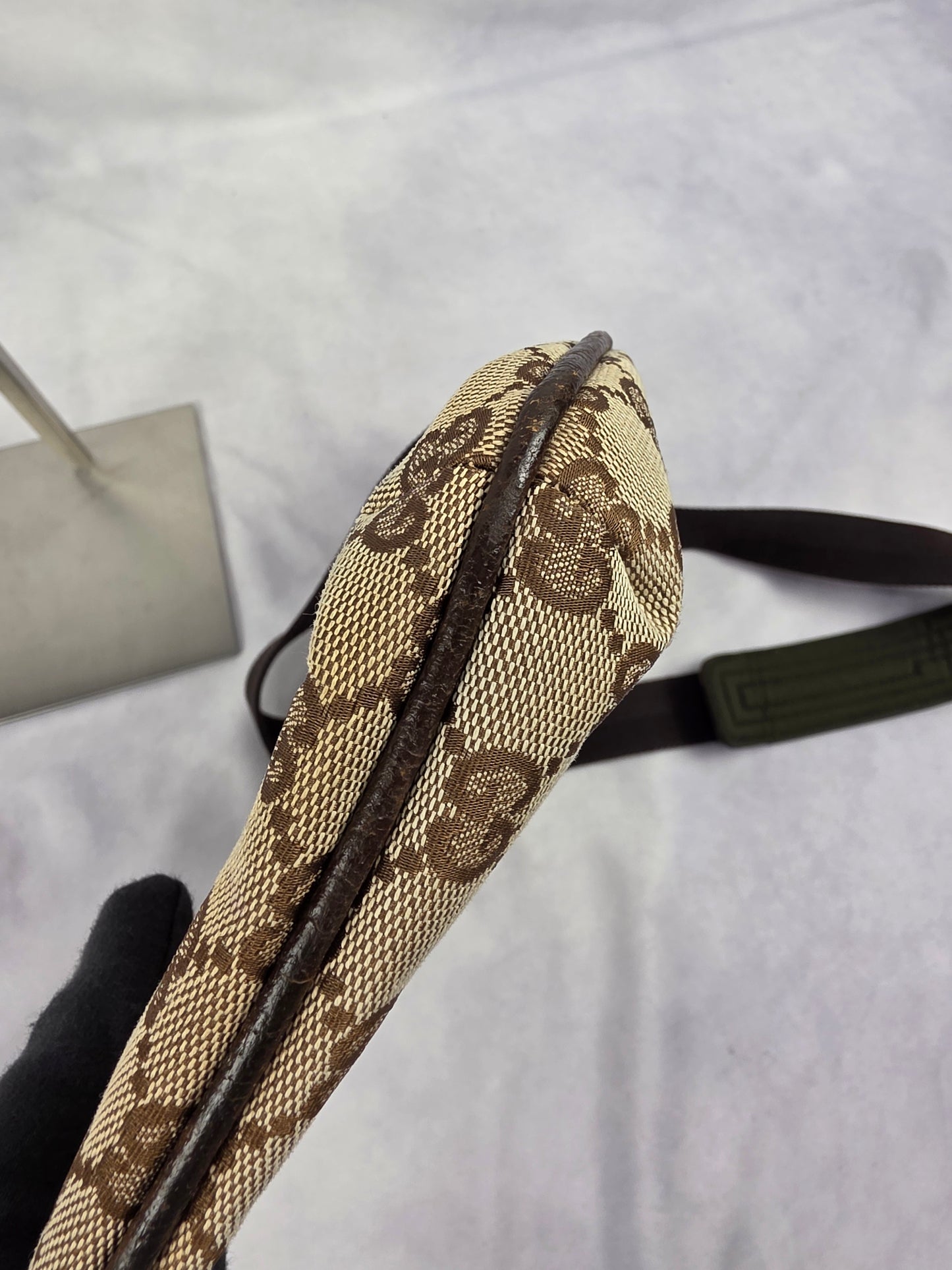 Gucci Beige and Dark Brown GG Canvas Flat Messenger Bag