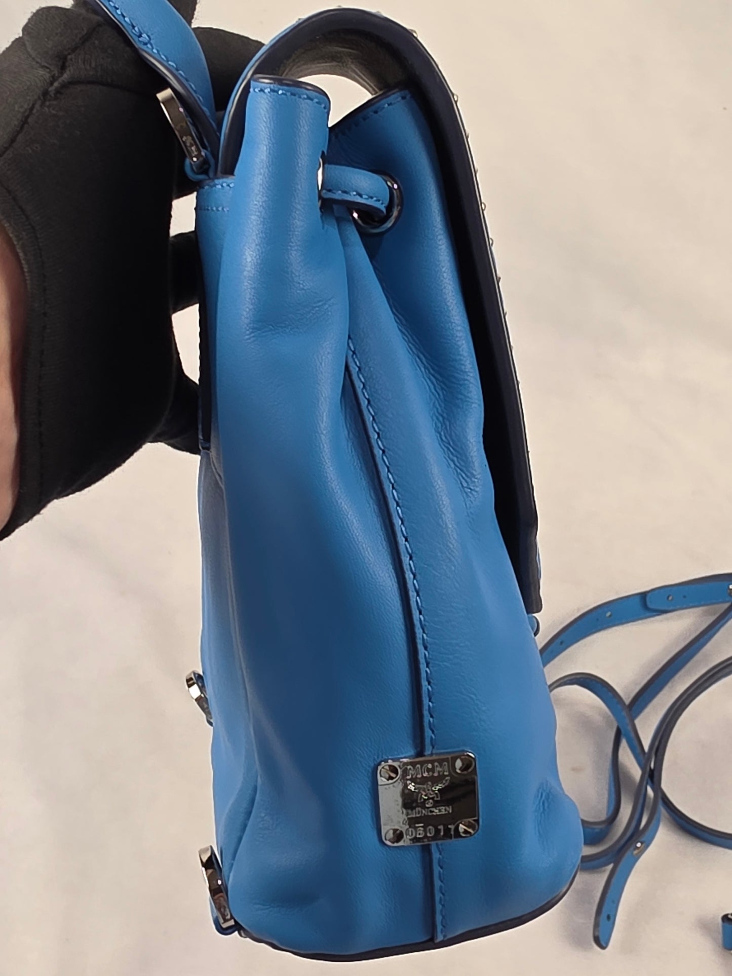 MCM Diamond Disco Leather Studded Mini Backpack