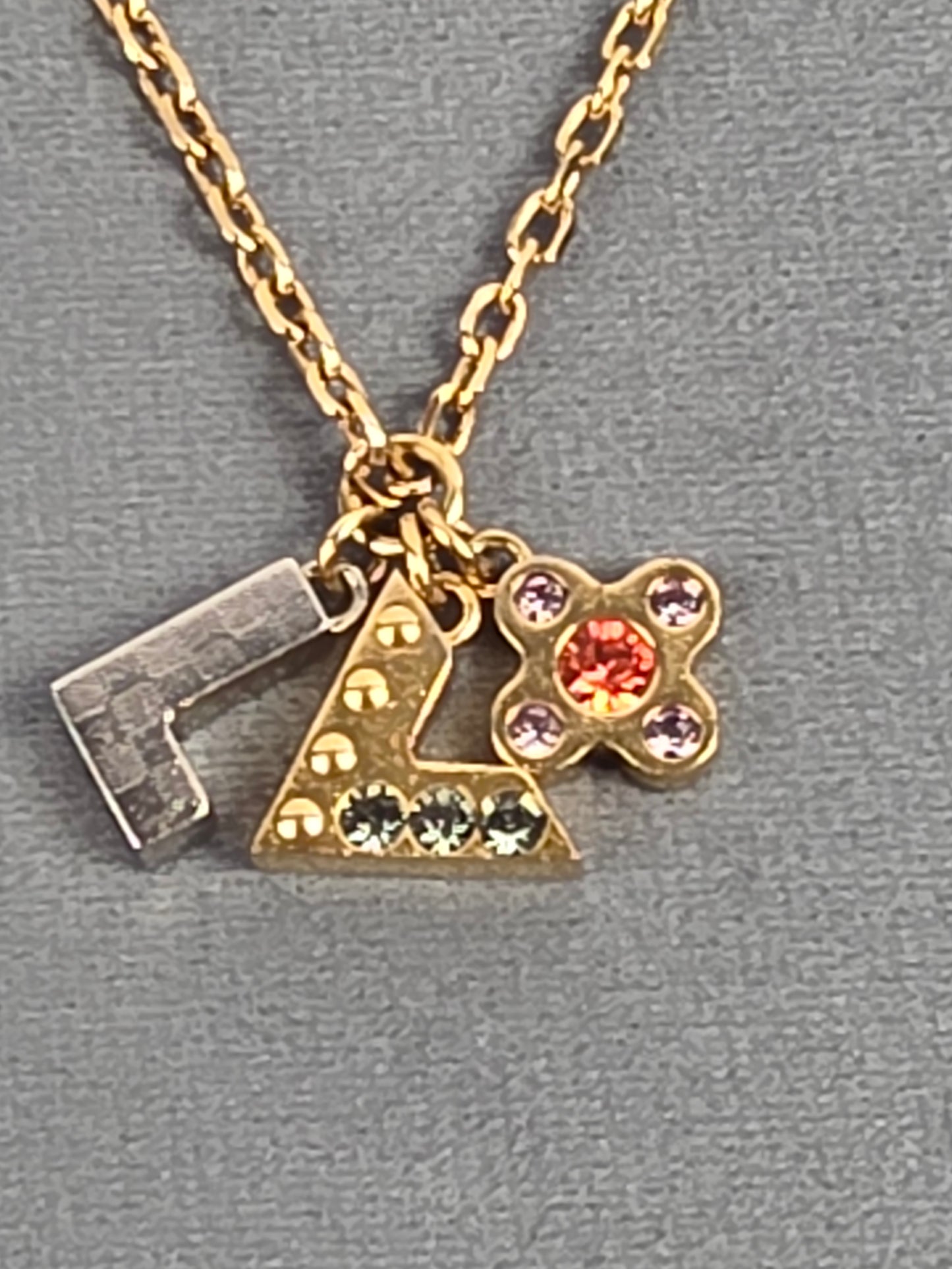 Louis Vuitton Crystal "Love Letters" Charm Pendant Necklace