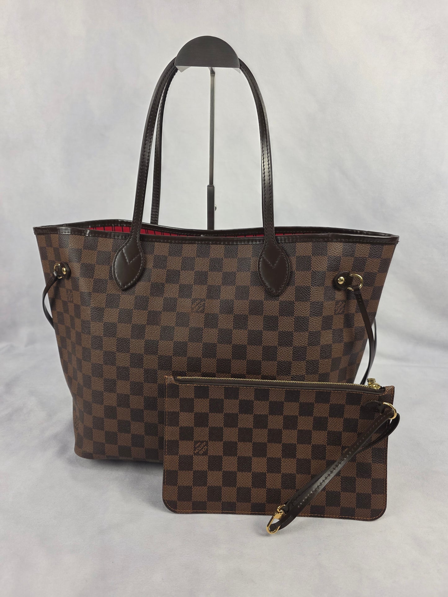 Louis Vuitton Neverfull MM Damier Ébène Tote Bag with Pochette