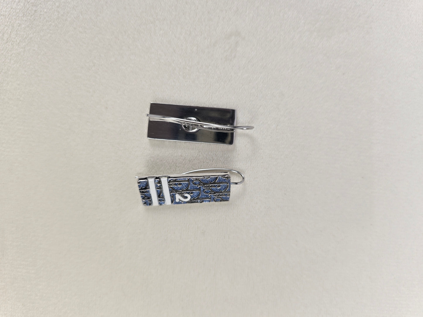 Christian Dior Vintage Trotter 2 Drop Earrings in blue/silver