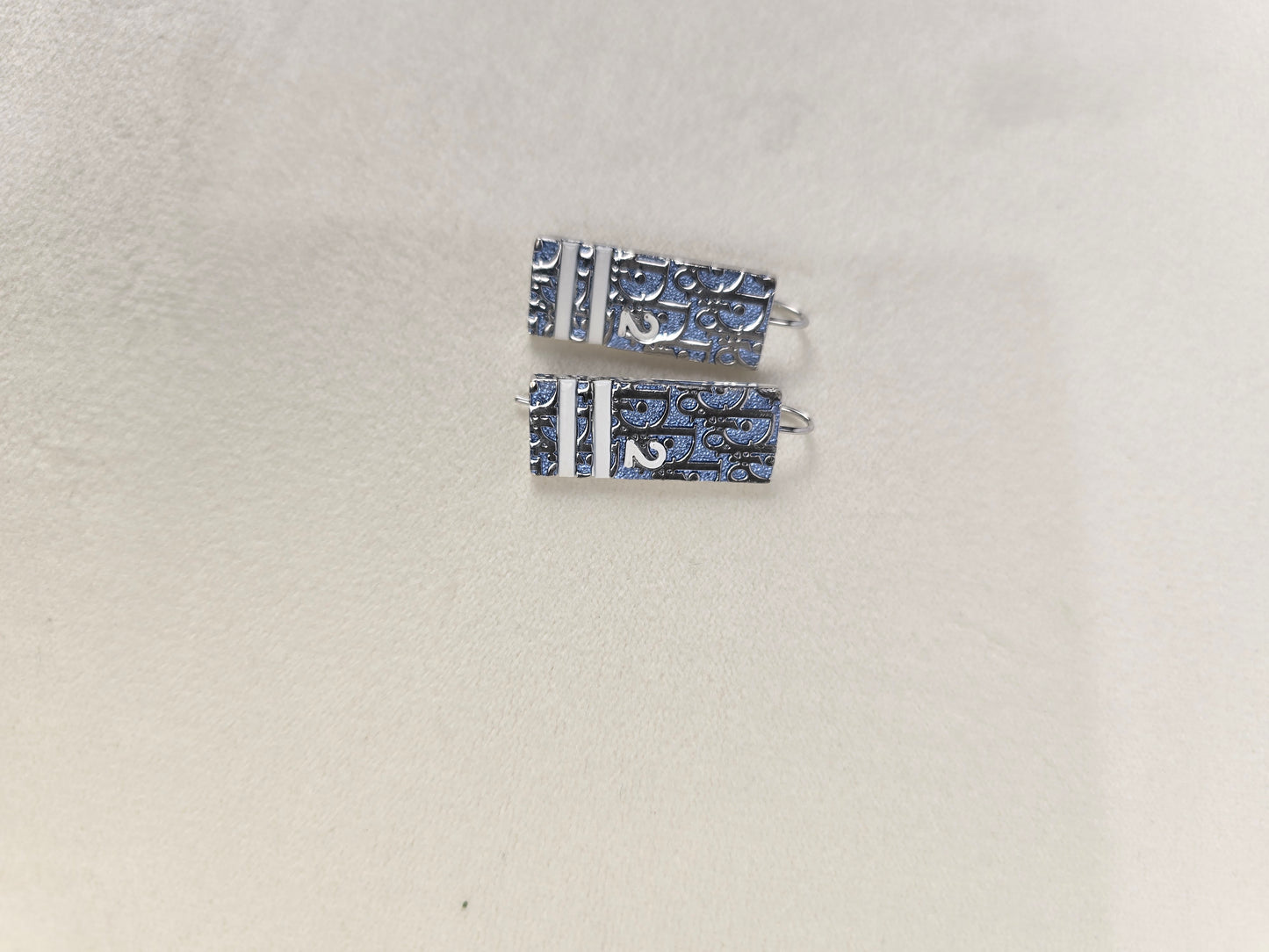Christian Dior Vintage Trotter 2 Drop Earrings in blue/silver