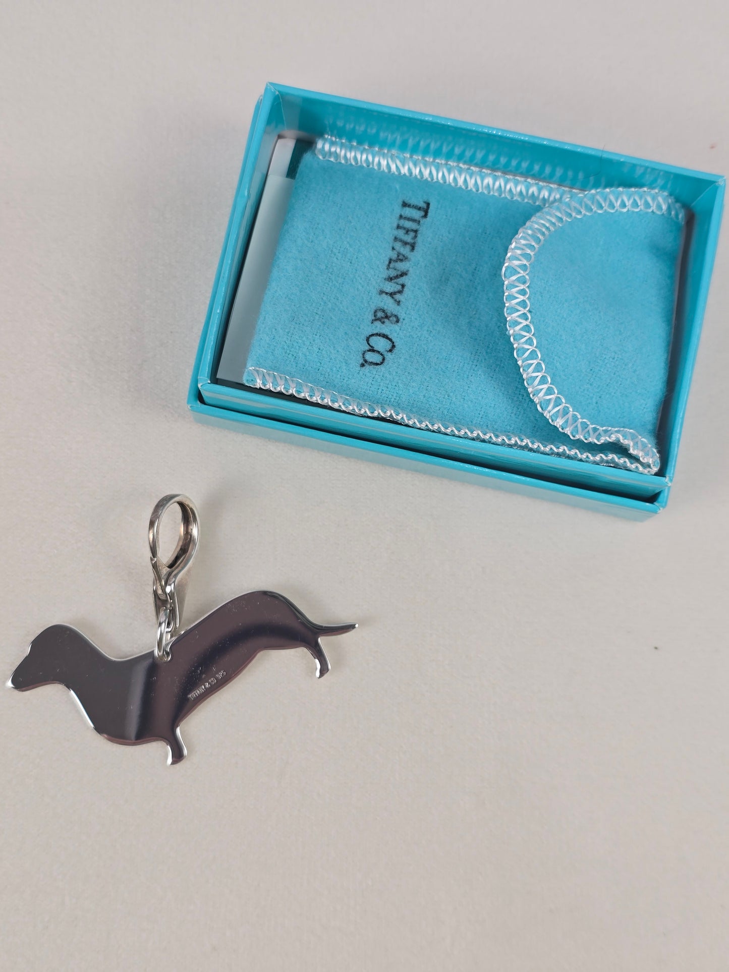 Tiffany & Co 925 Silver Dachshund with box and dusty