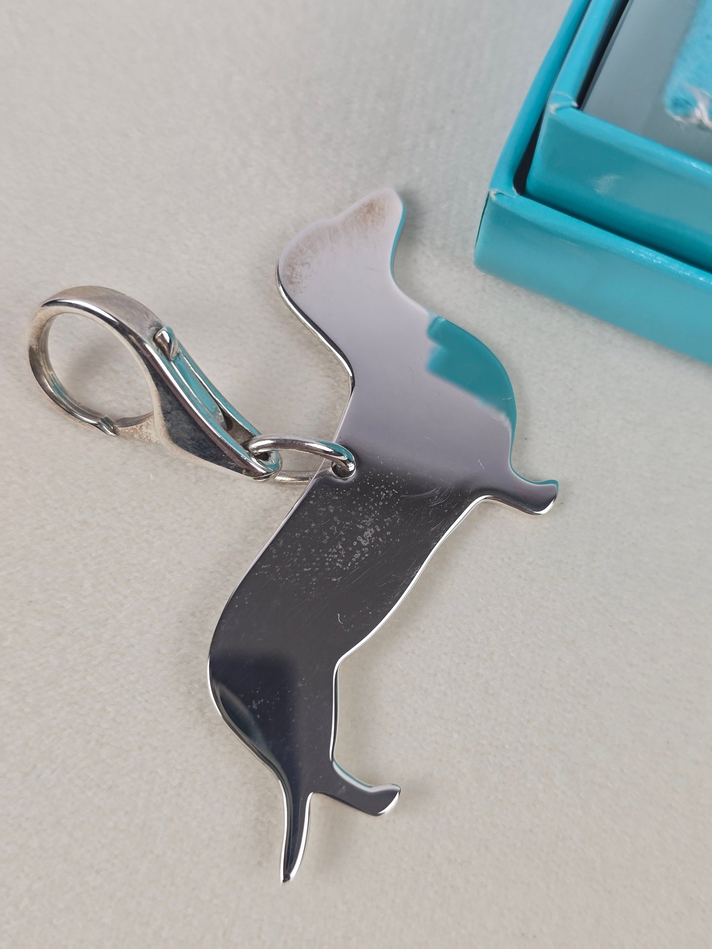 Tiffany & Co 925 Silver Dachshund with box and dusty