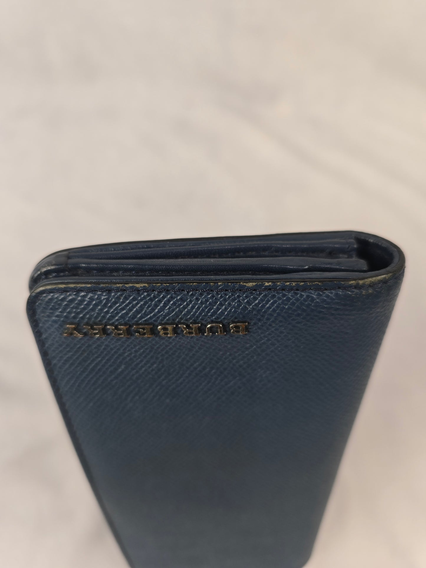 Burberry Authentic Leather Long Wallet in Navy