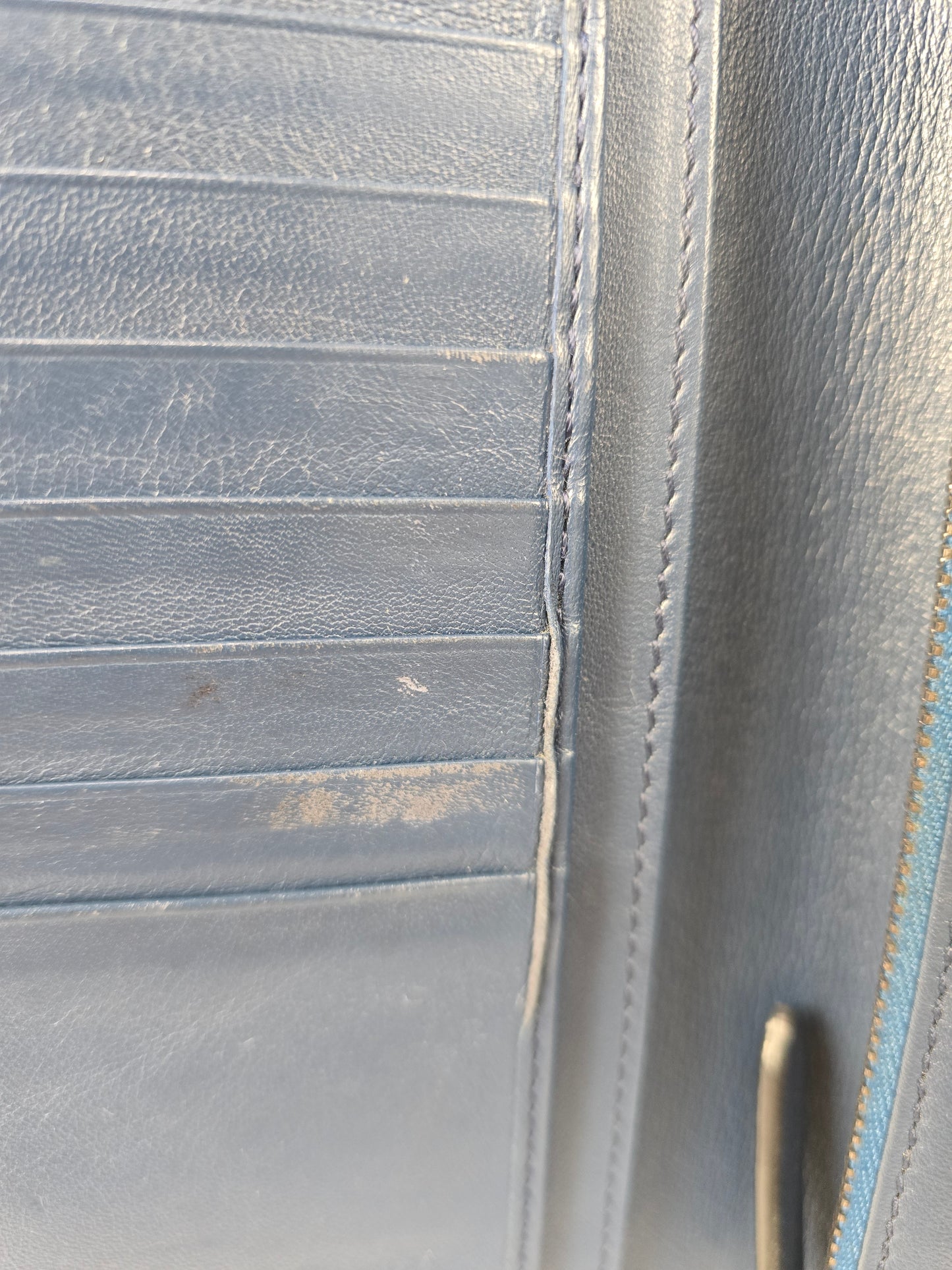 Burberry Authentic Leather Long Wallet in Navy