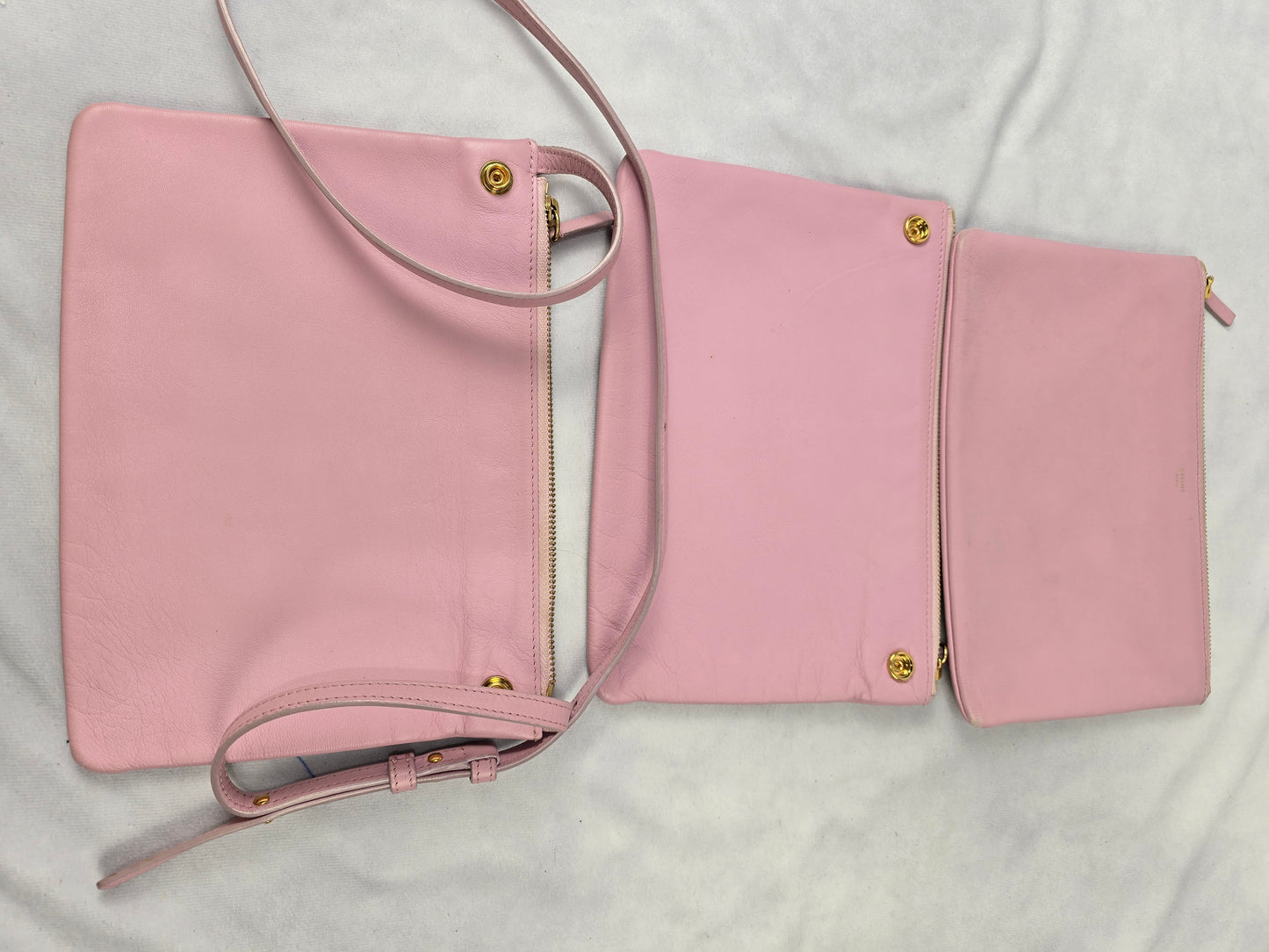 Celine Trio Lambskin Crossbody Bag in Pink