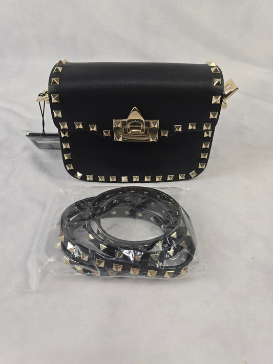 Valentino Garavani Rockstud Flip=Lock Flap Crossbody in Black