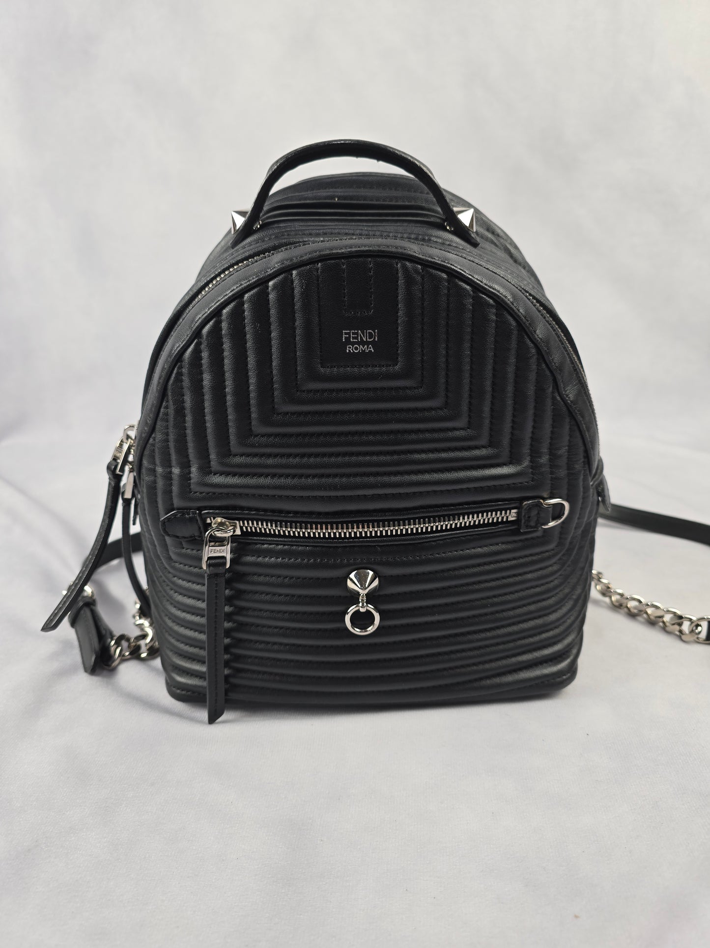 Fendi Leather By The Way in Black Quilted Chevon