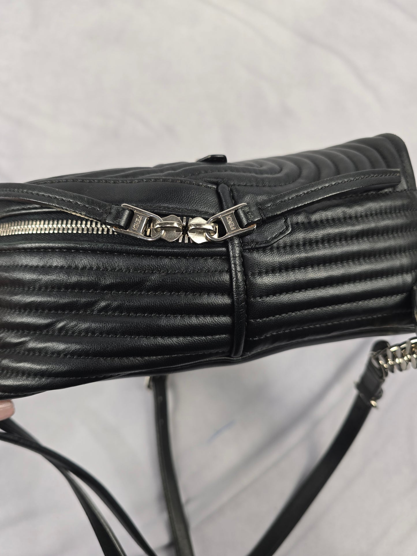 Fendi Leather By The Way in Black Quilted Chevon