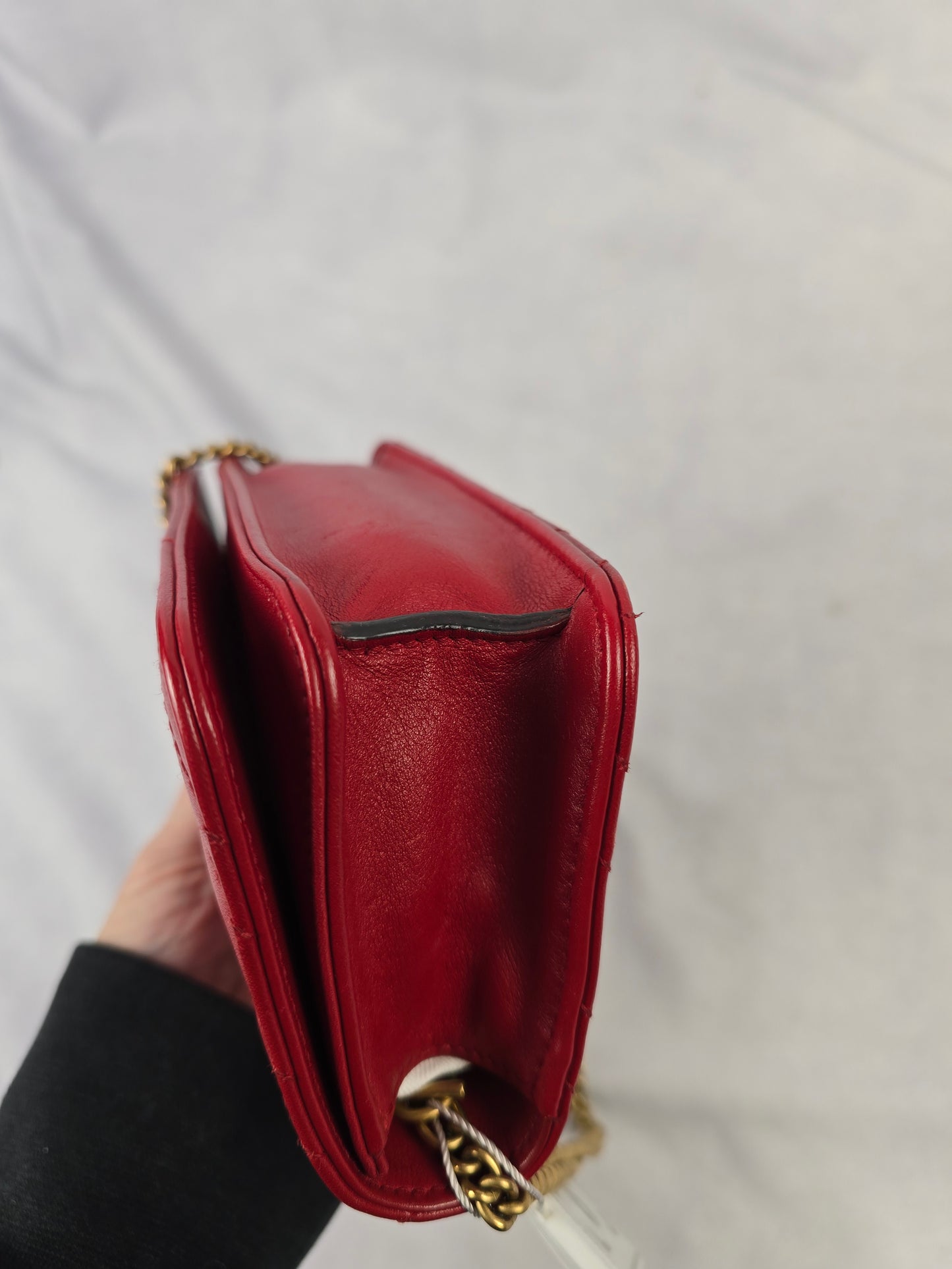Gucci Marmont Chevron GG Mini Bag in Red Calfskin