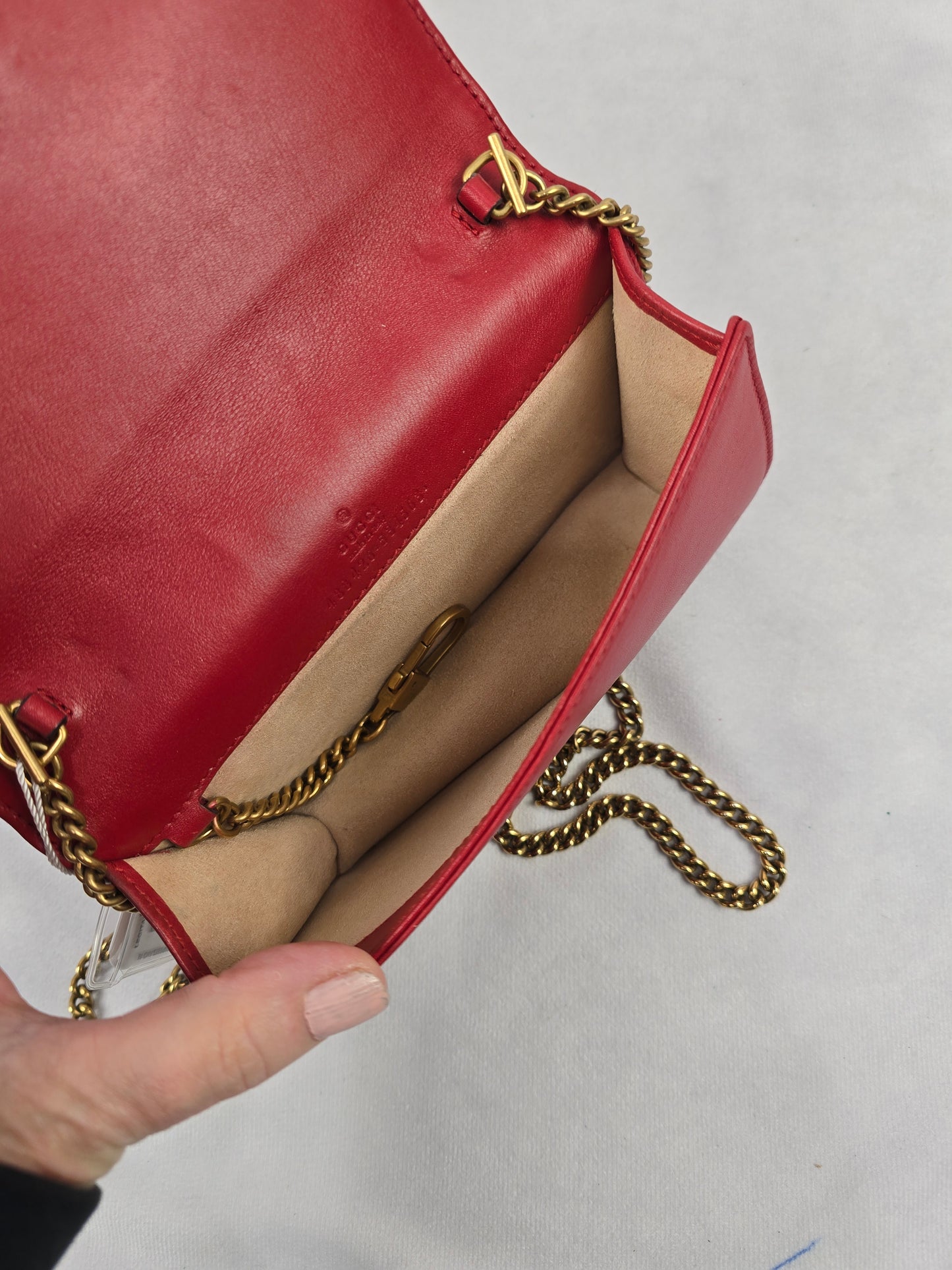 Gucci Marmont Chevron GG Mini Bag in Red Calfskin