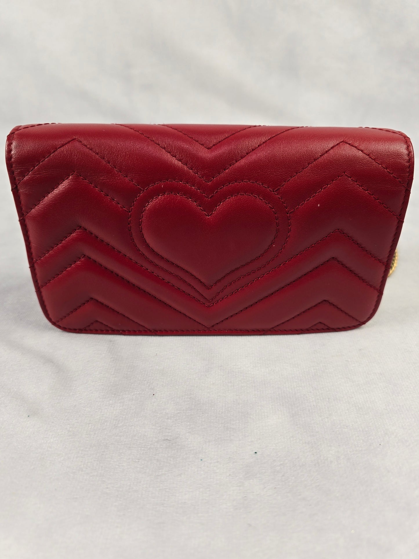 Gucci Marmont Chevron GG Mini Bag in Red Calfskin