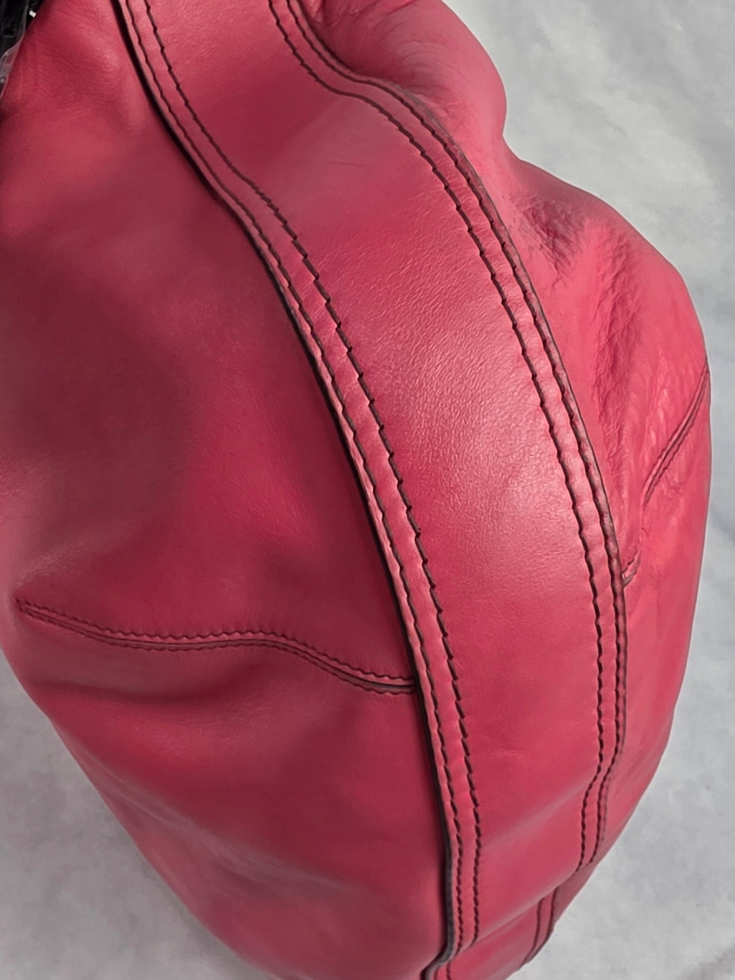 Loewe Large Pink Leather Boston Travel Tote Bag with Debossed Logo