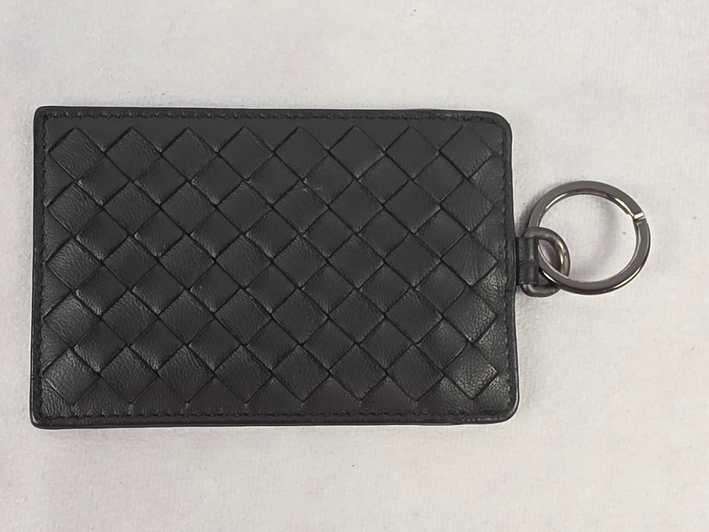 Bottega Veneta Intrecciato Leather Badge ID Holder with Box & Dust Bag – Black