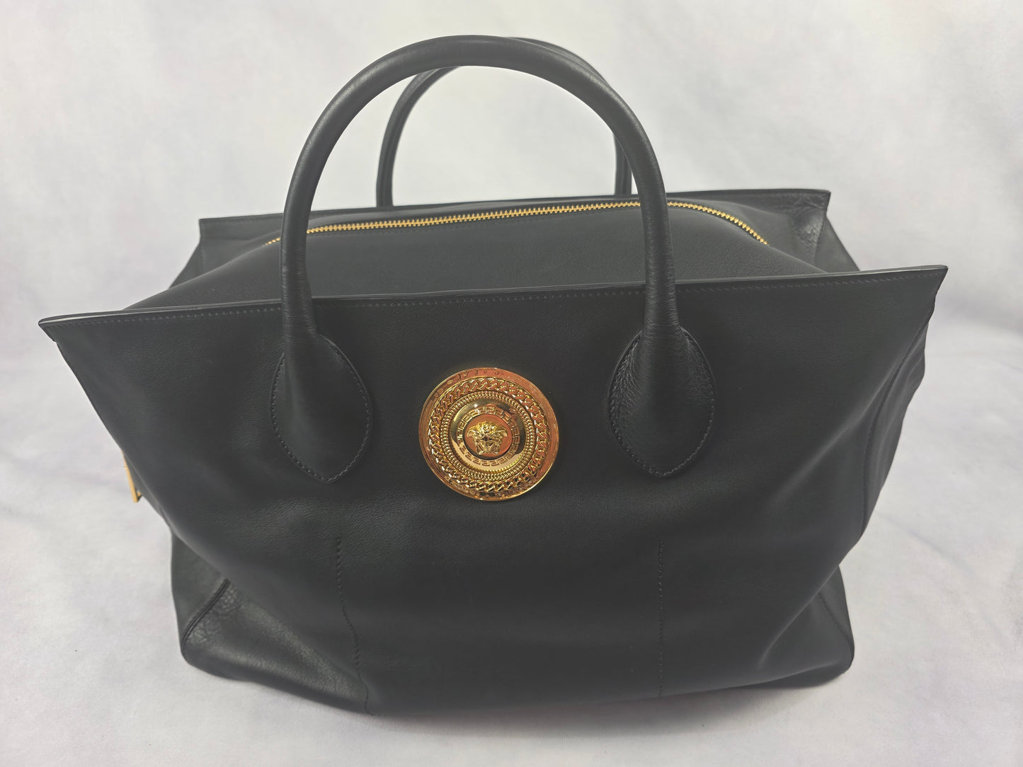 Versace Medusa Large Black Leather Tote Bag