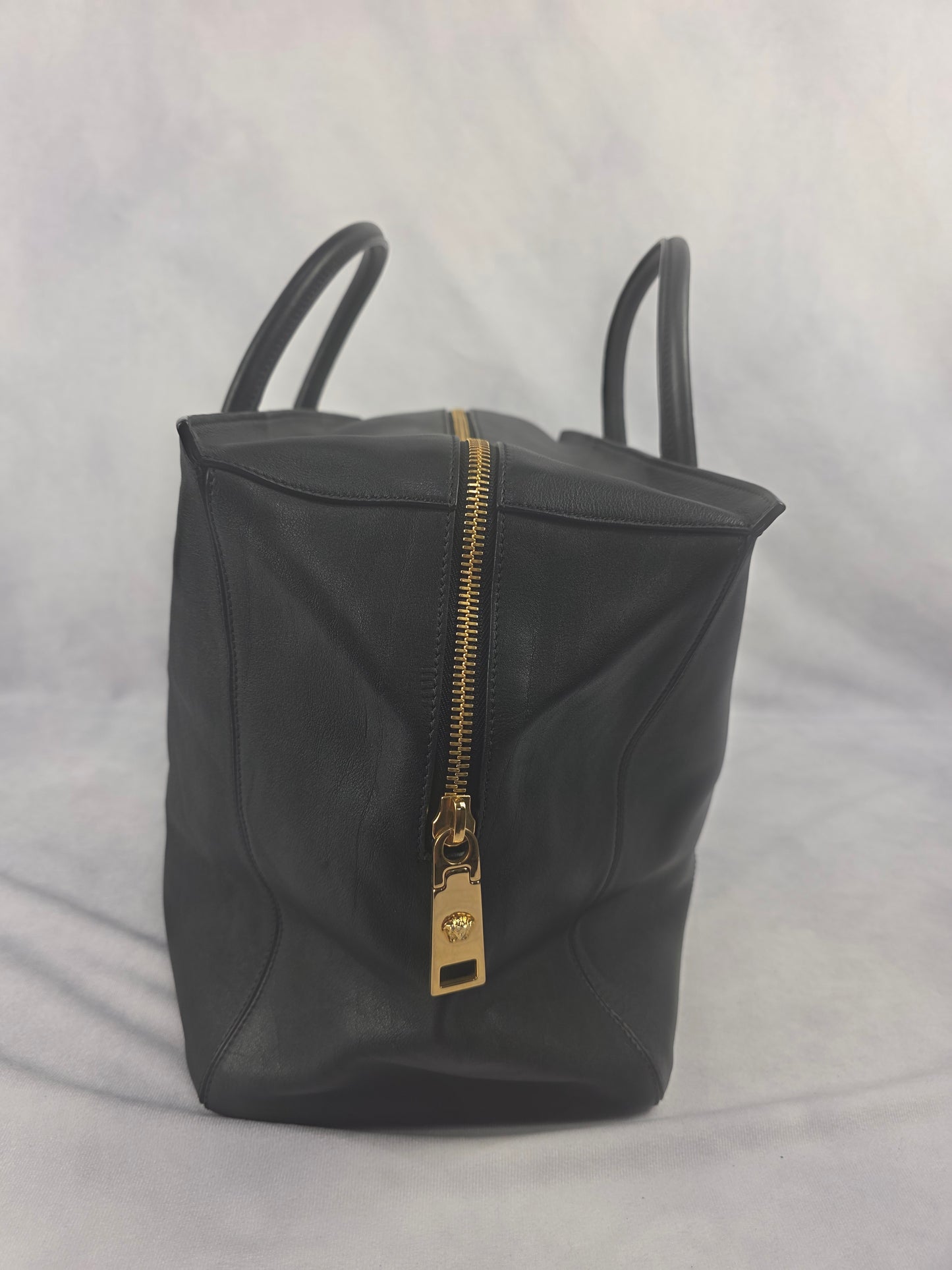 Versace Medusa Large Black Leather Tote Bag