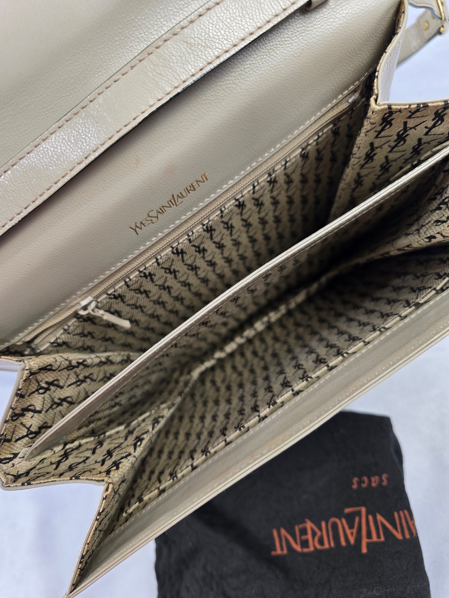 YSL Vintage Cassandre Embossed Leather and Lizard Shoulder Bag