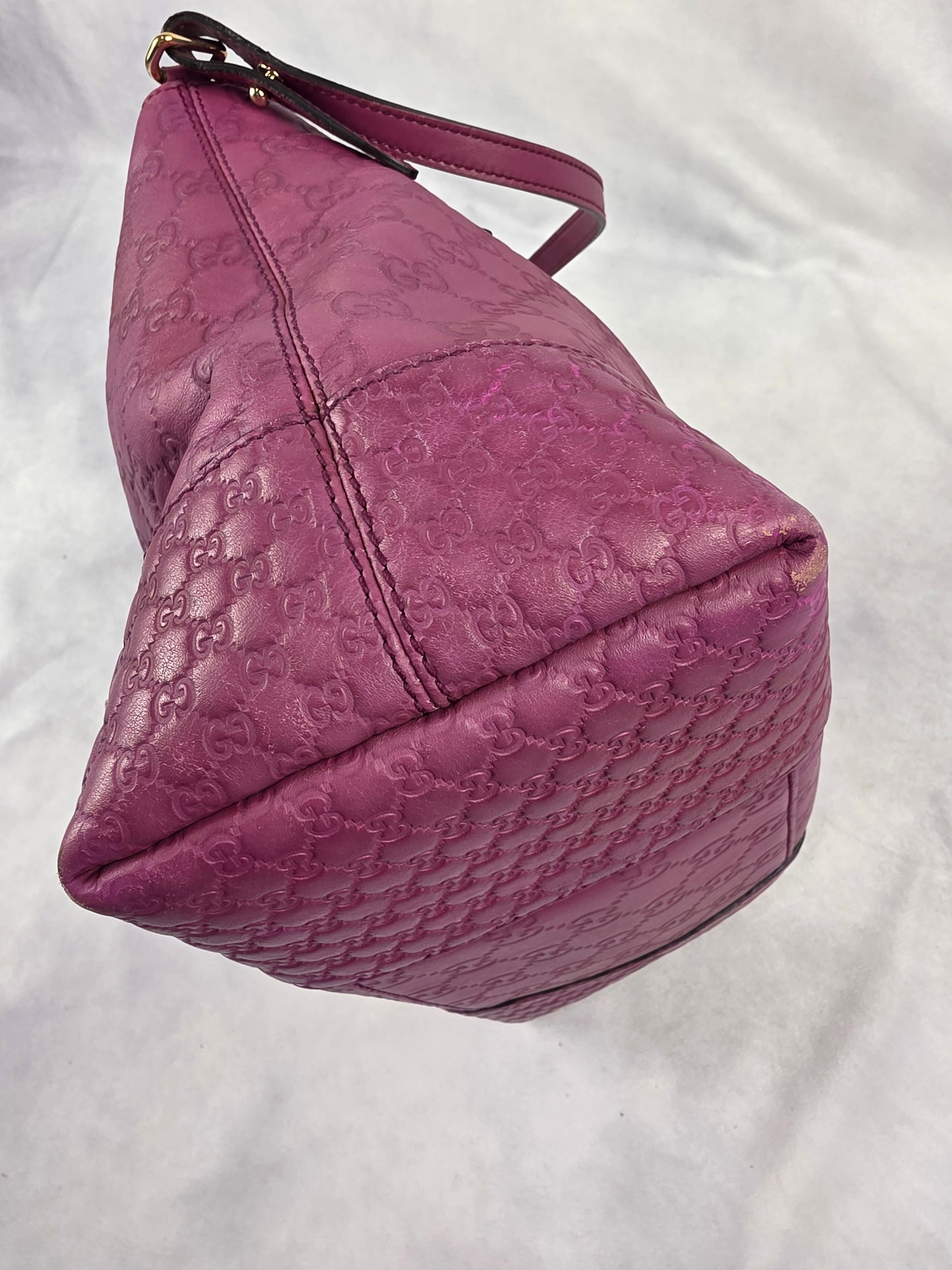 Gucci Medium Bree Convertible Fold Over Tote in Purple Guccissima Leather