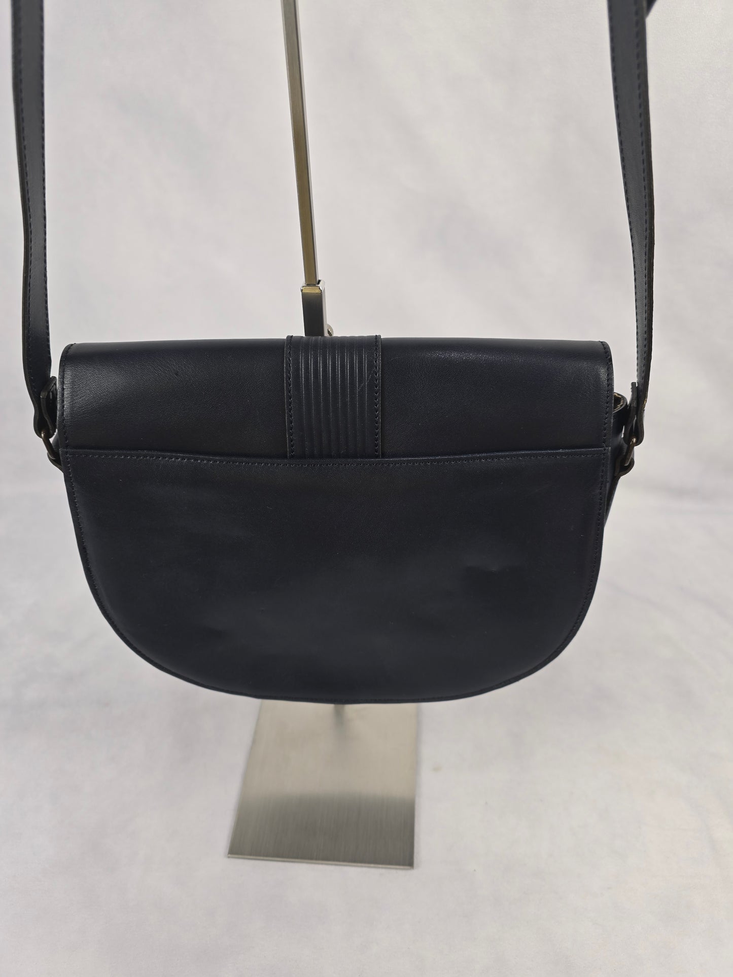 YSL Vintage Navy Leather Shoulder Bag